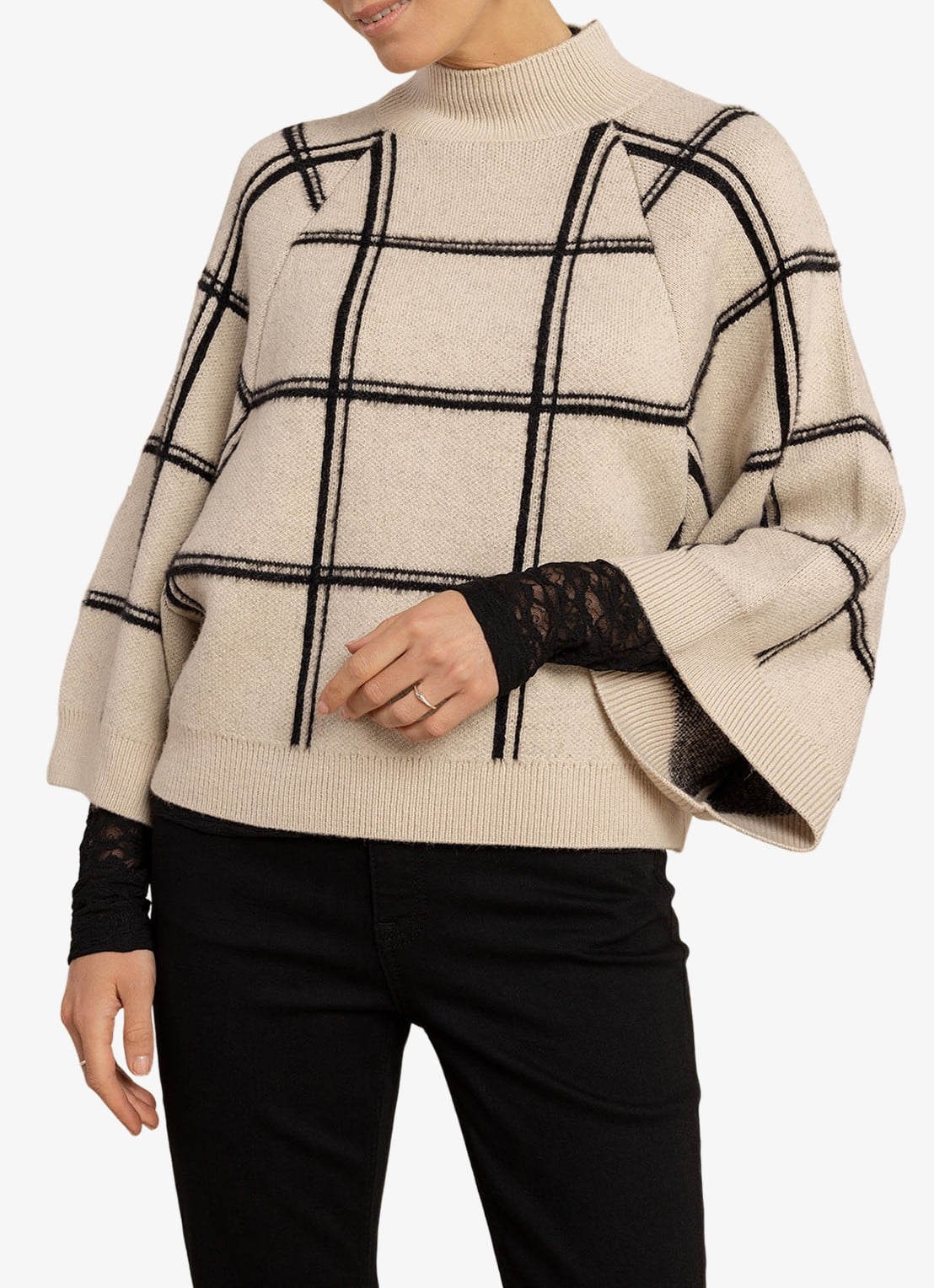 Studio Anneloes Cecile fijngebreide pullover met ruit dessin - detail 2 beige