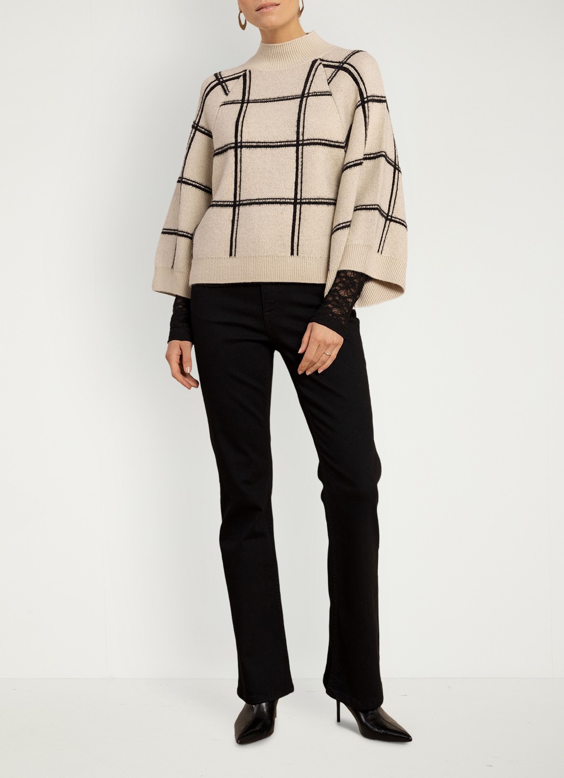 Studio Anneloes Cecile pullover met ruit dessin - detail 3 beige