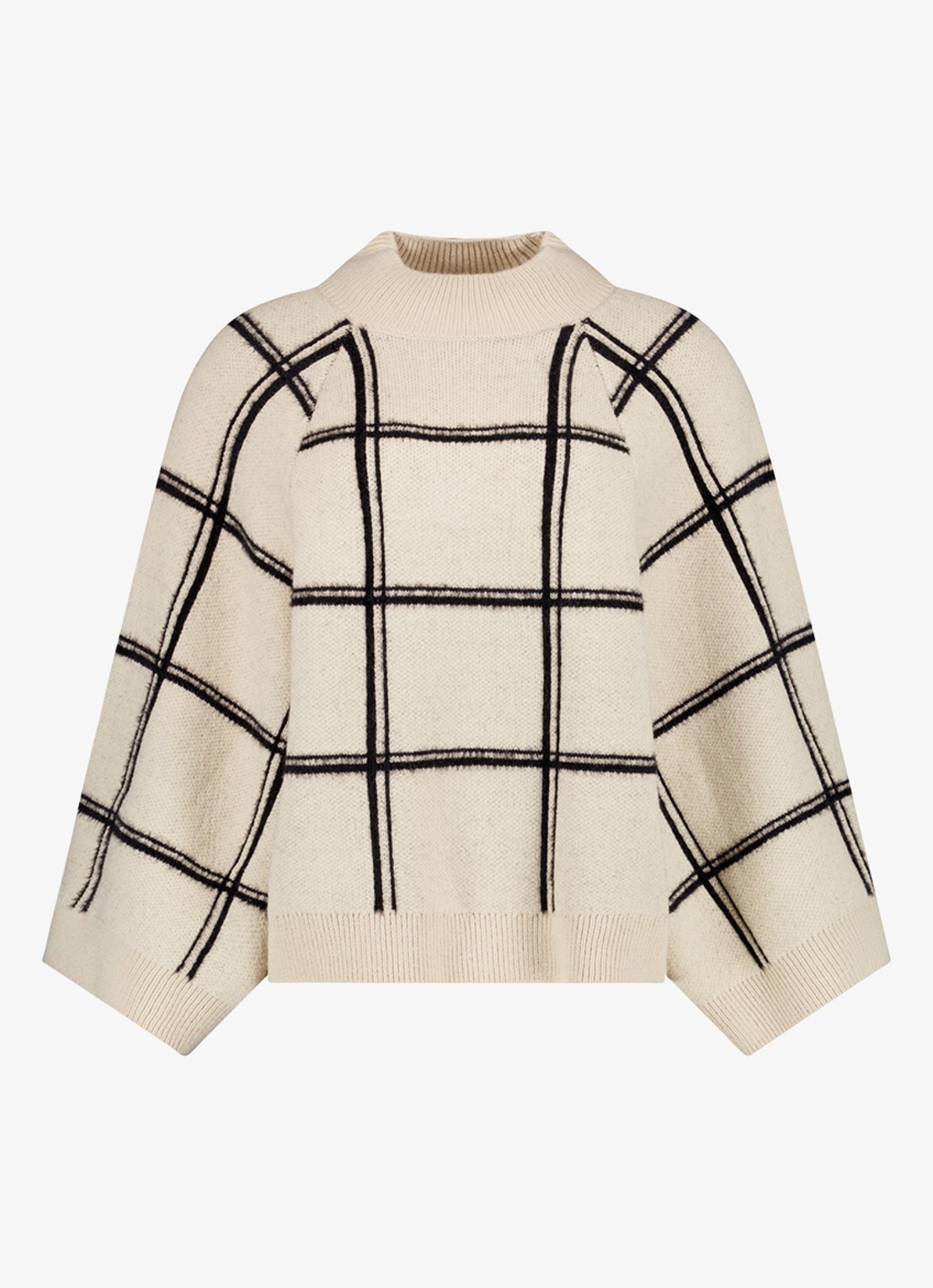 Studio Anneloes Cecile pullover met ruit dessin - voorkant beige