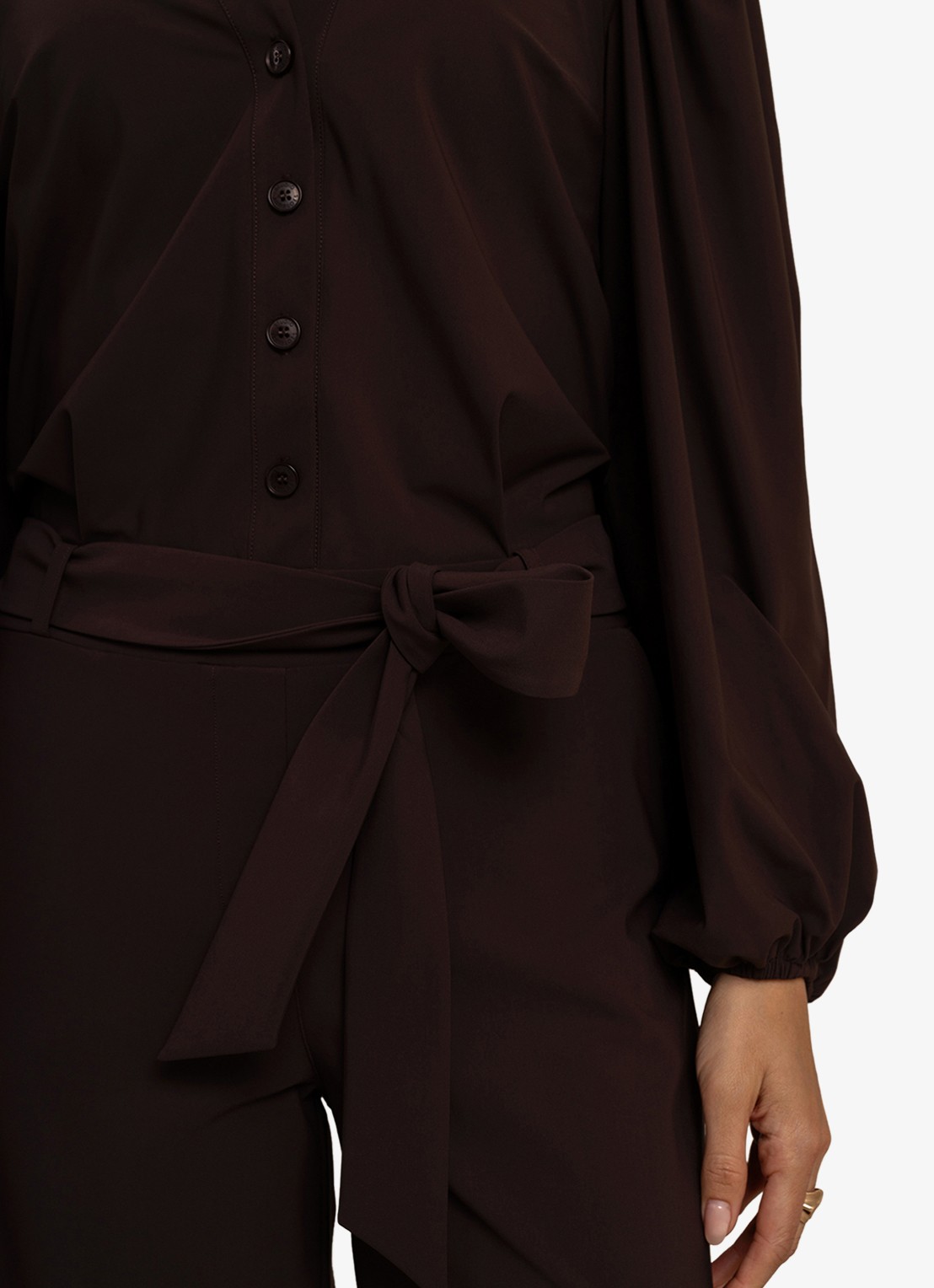 Studio Anneloes Cherie straight fit jumpsuit met strikceintuur - voorkant 4 lavendel