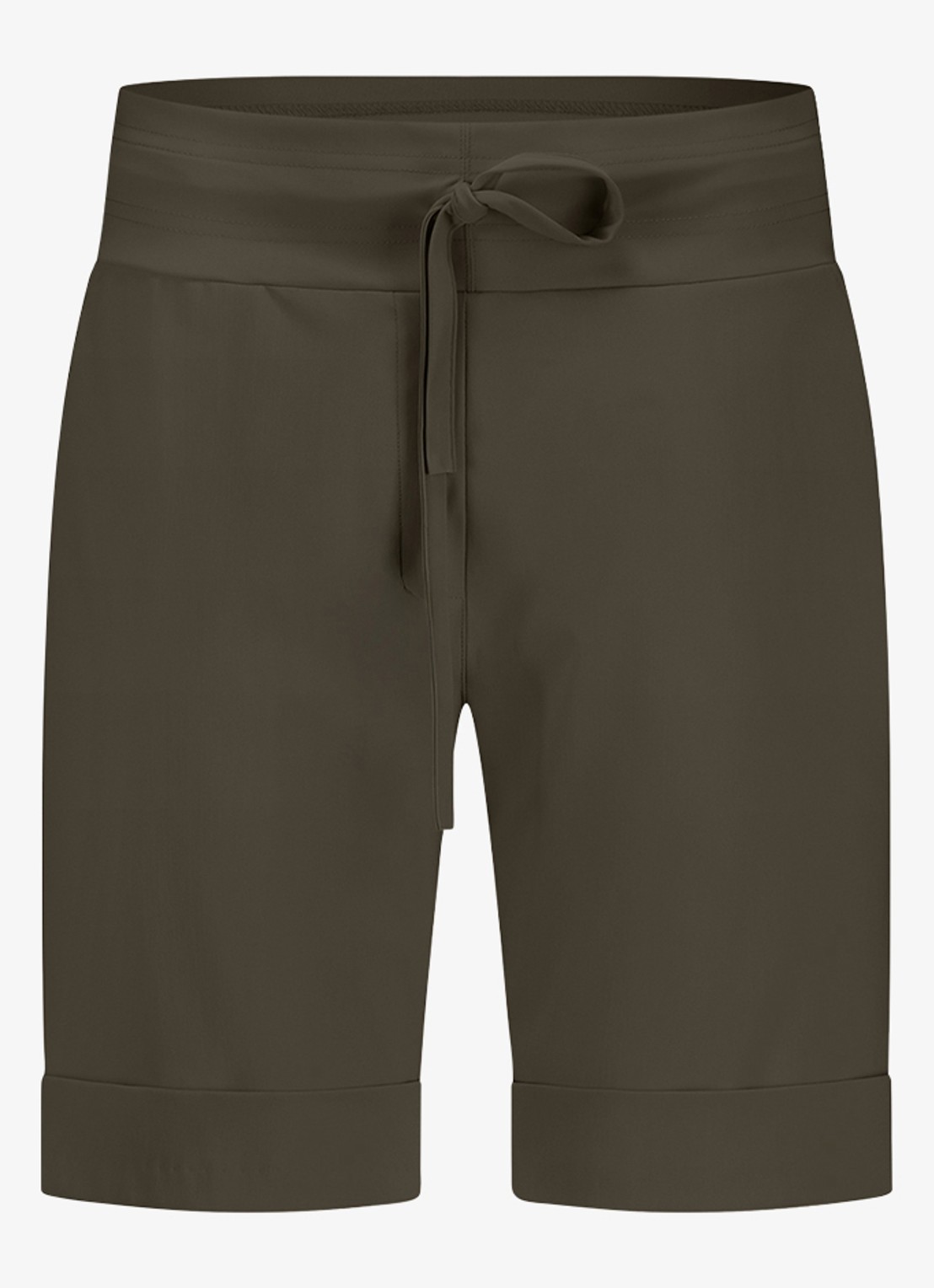 Studio Anneloes City high waist straight fit korte broek met steekzakken - voorkant donkergroen