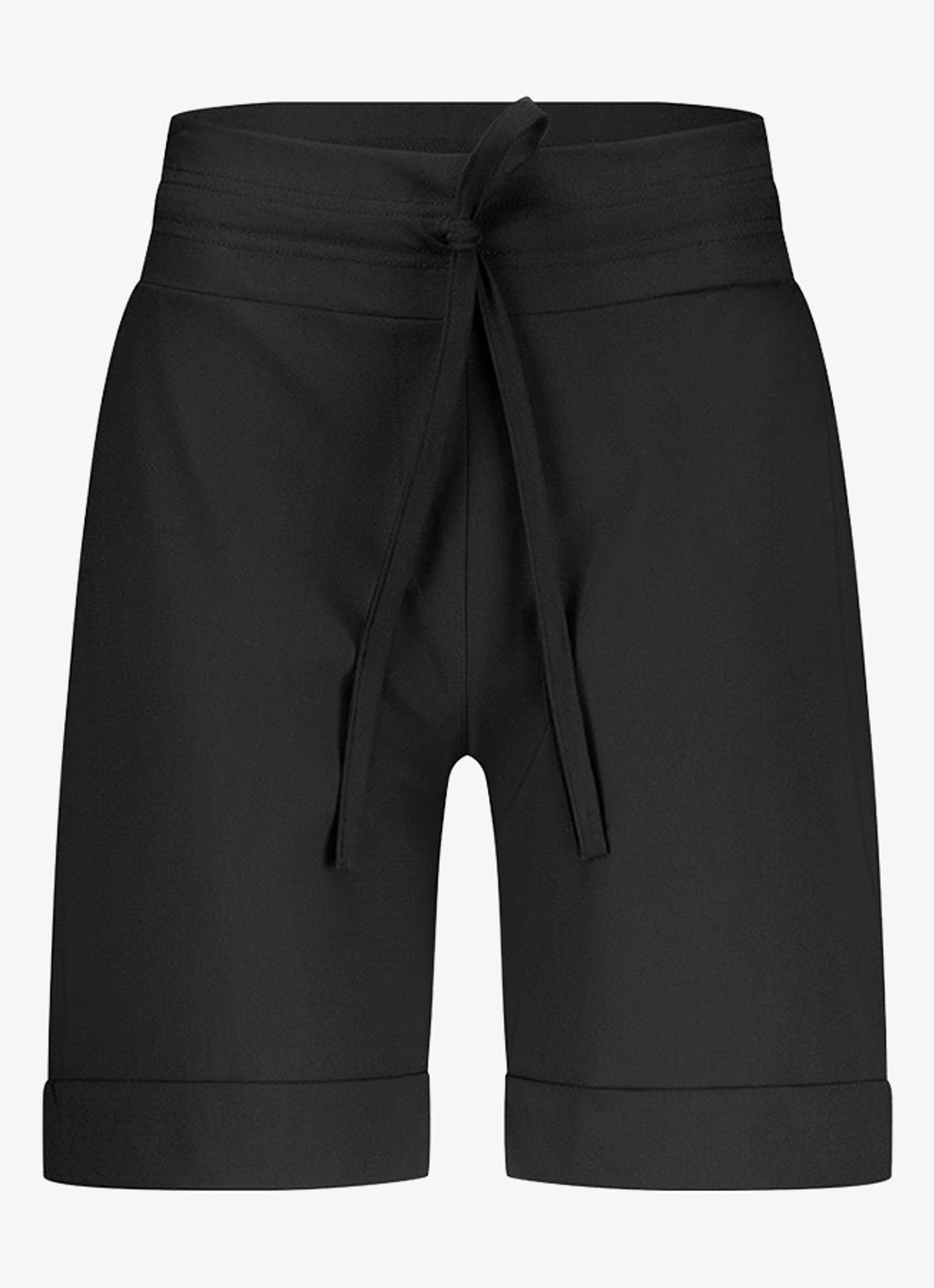 Studio Anneloes City mid waist wide fit korte broek van travelstof - voorkant zwart