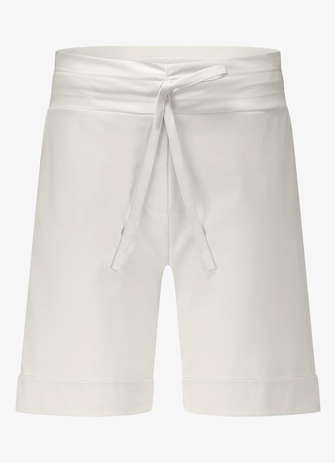 Studio Anneloes City mid waist wide fit korte broek van travelstof - voorkant gebroken wit