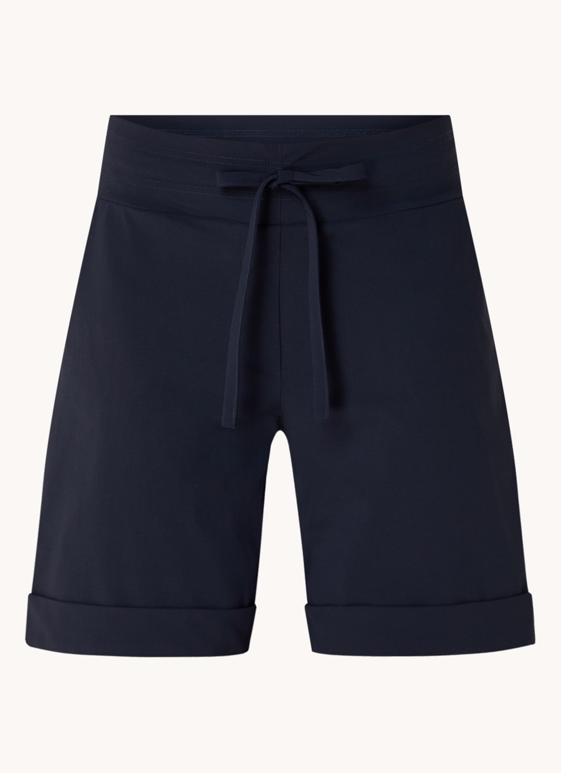 Studio Anneloes City mid waist wide fit korte broek van travelstof - voorkant 3 donkerblauw