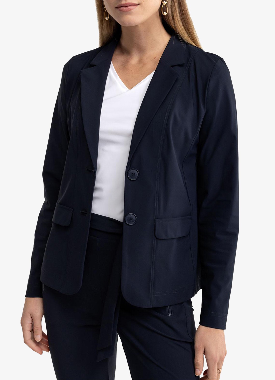 Studio Anneloes Clean blazer met klepzakken - detail 4 donkerblauw