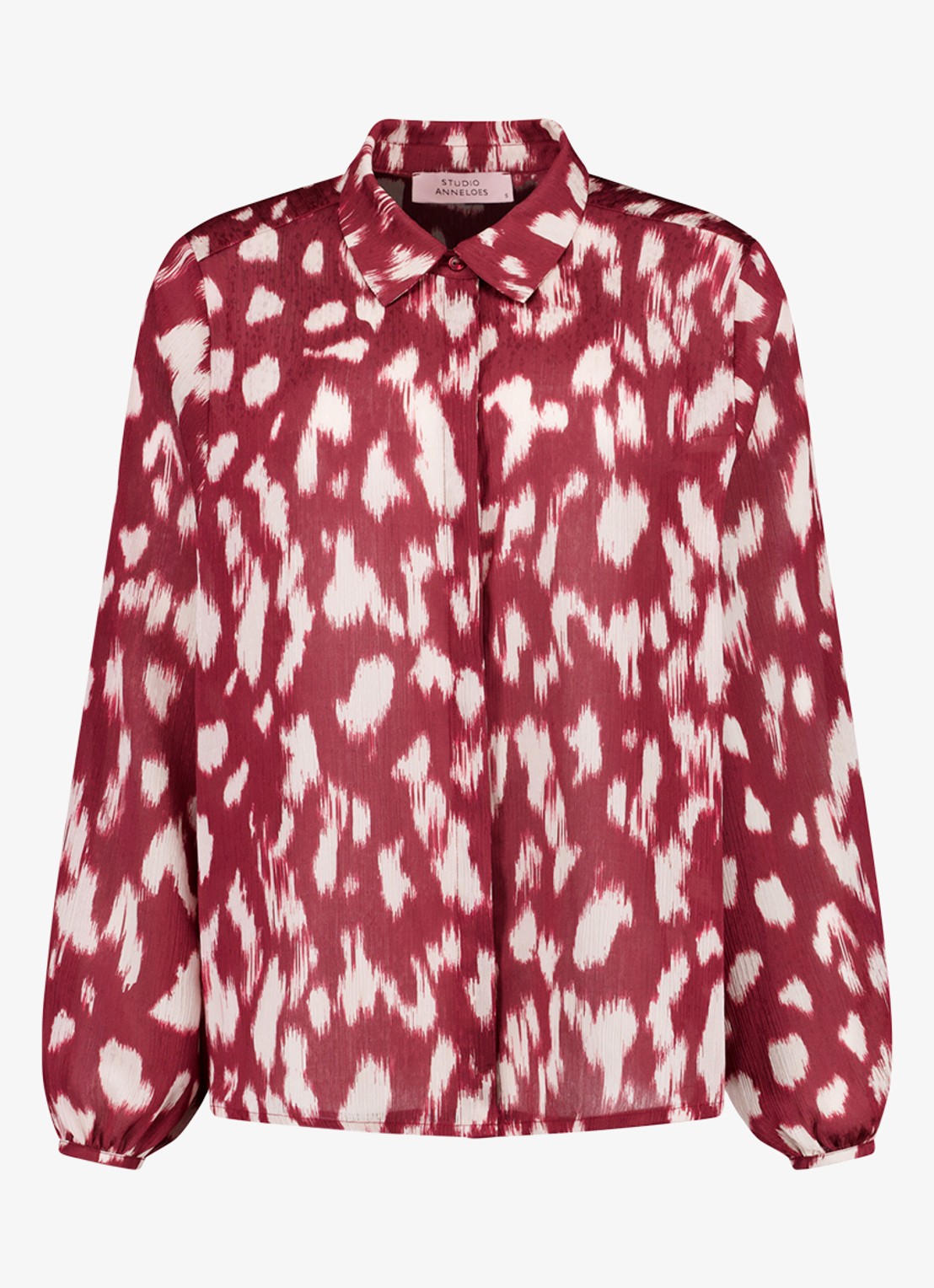 Studio Anneloes Diny blouse met print - voorkant cranberryrood
