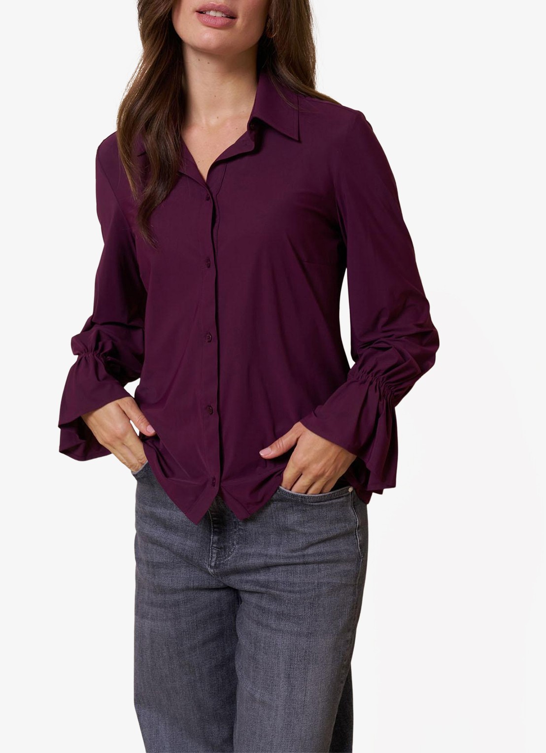 Studio Anneloes Duna blouse met trompetmouw - detail 2 bruin