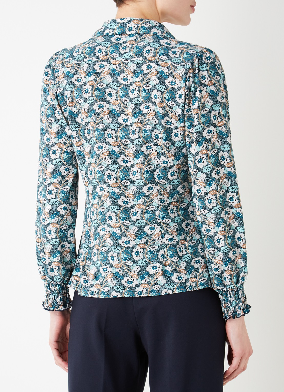 Studio Anneloes Edey blouse van travelstof met bloemenprint - achterkant mint