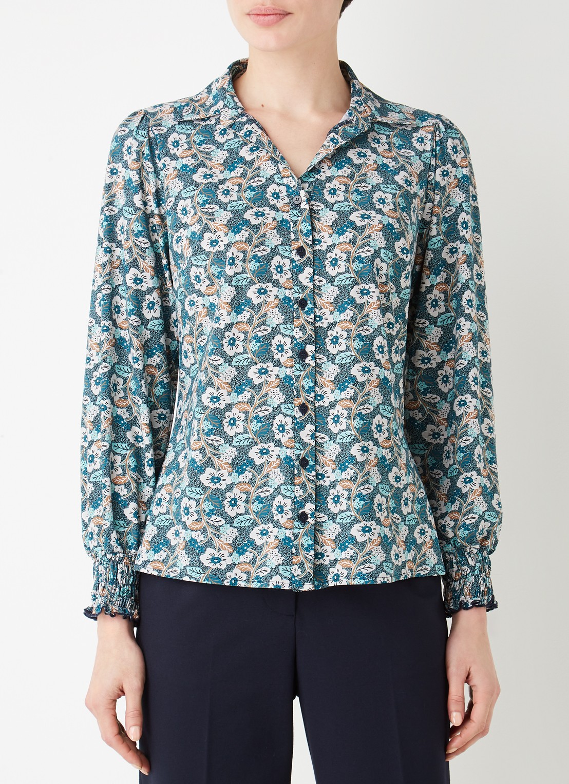 Studio Anneloes Edey blouse van travelstof met bloemenprint - detail 2 mint