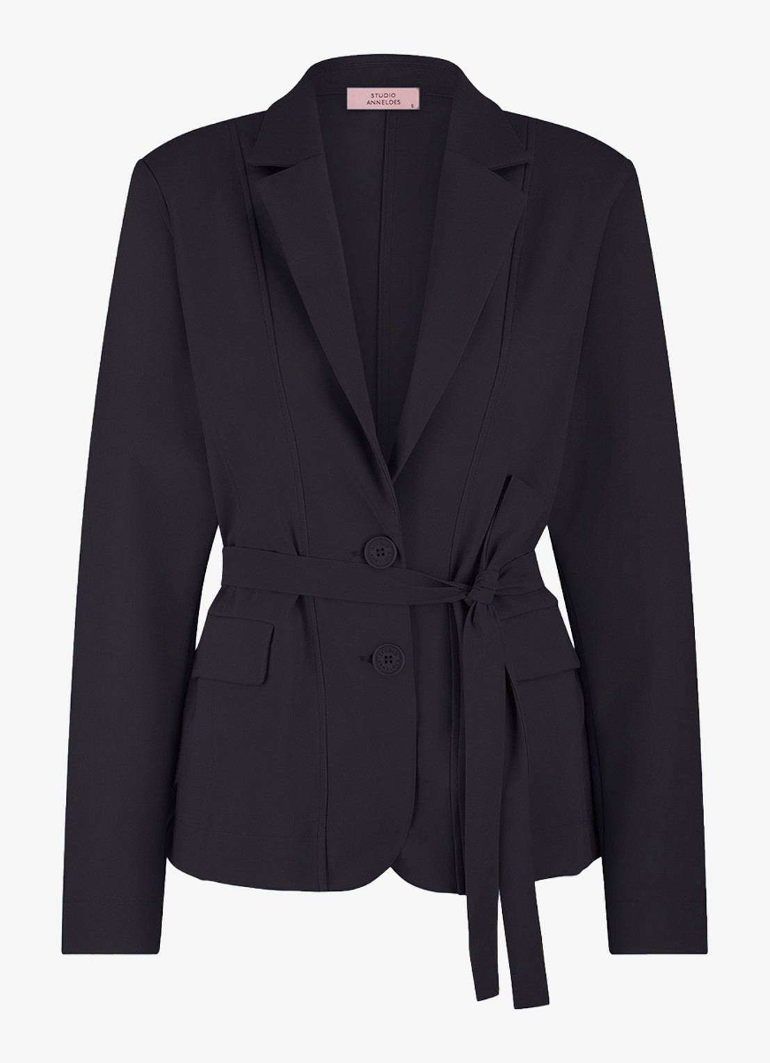 Studio Anneloes Elin blazer met strikceintuur - voorkant 2 turquoise