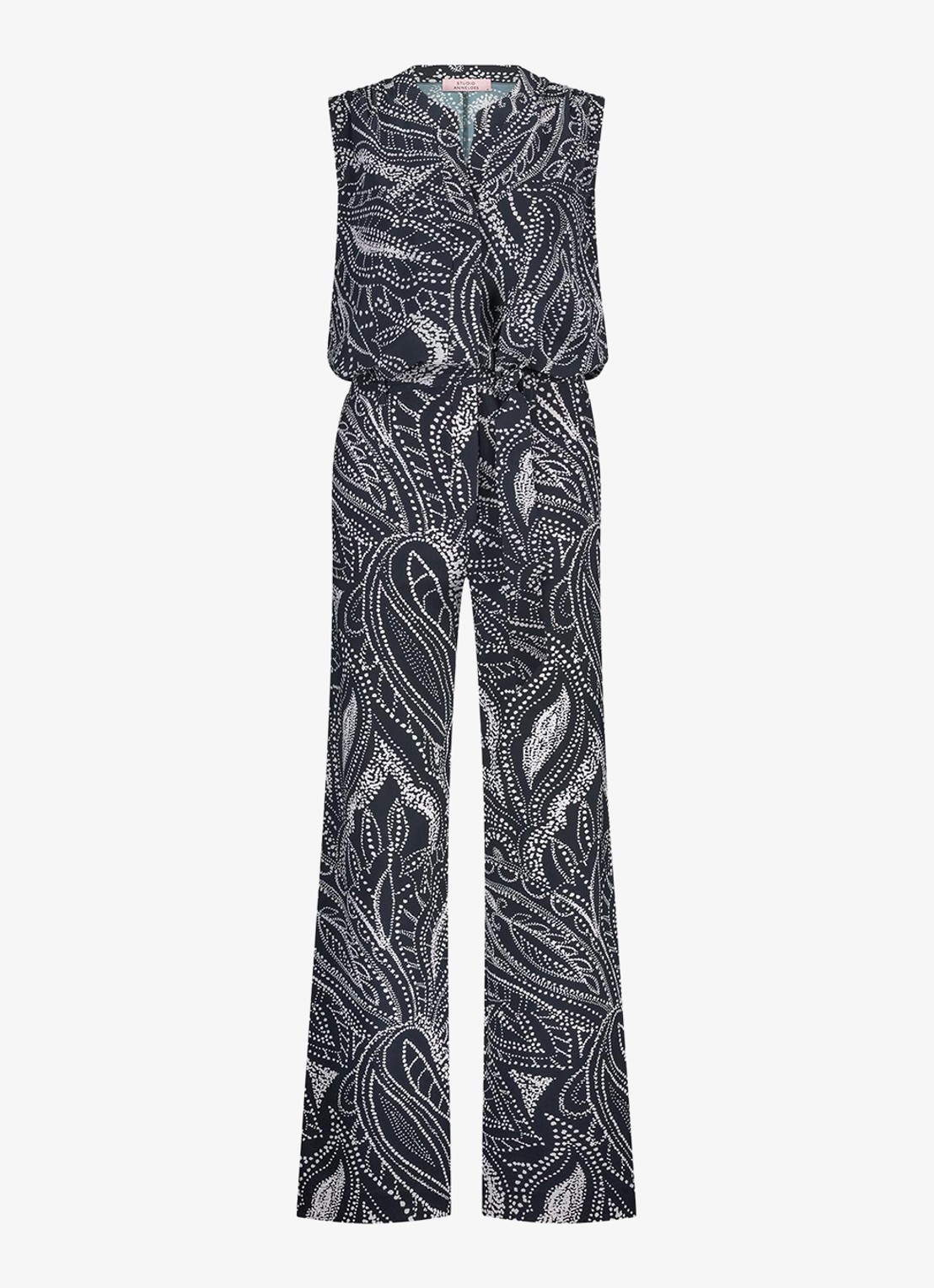 Studio Anneloes Ellis wide fit jumpsuit met print en steekzakken - voorkant 3 donkerblauw