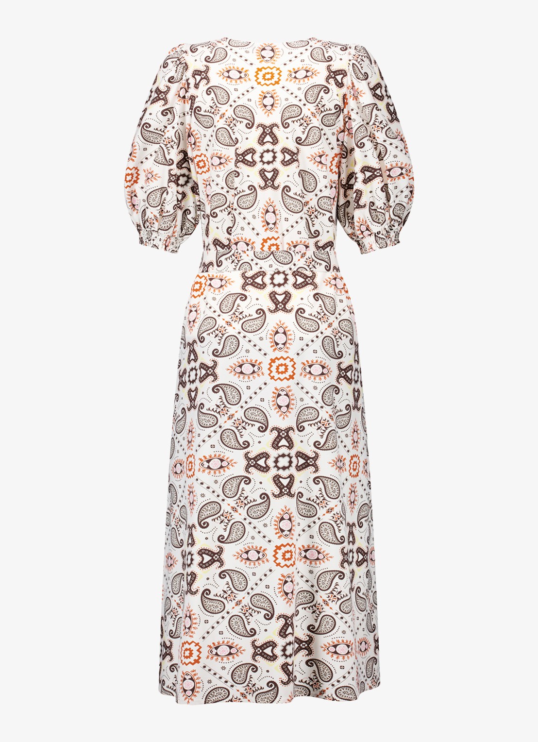 Studio Anneloes Emira maxi jurk met pofmouw en strikceintuur - achterkant 4 creme