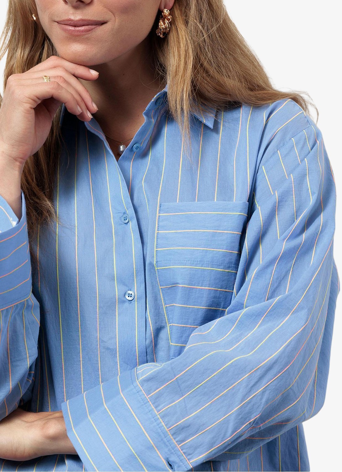Studio Anneloes Erin blouse met streepprint - detail 5 blauw