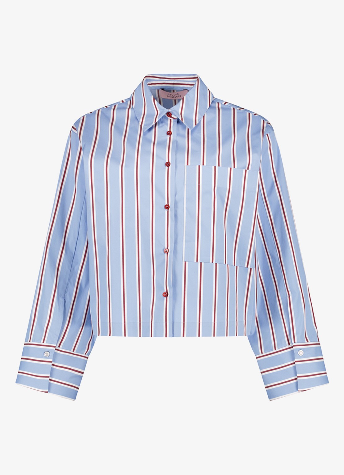 Studio Anneloes Erina blouse met streepprint - voorkant 2 blauwgrijs