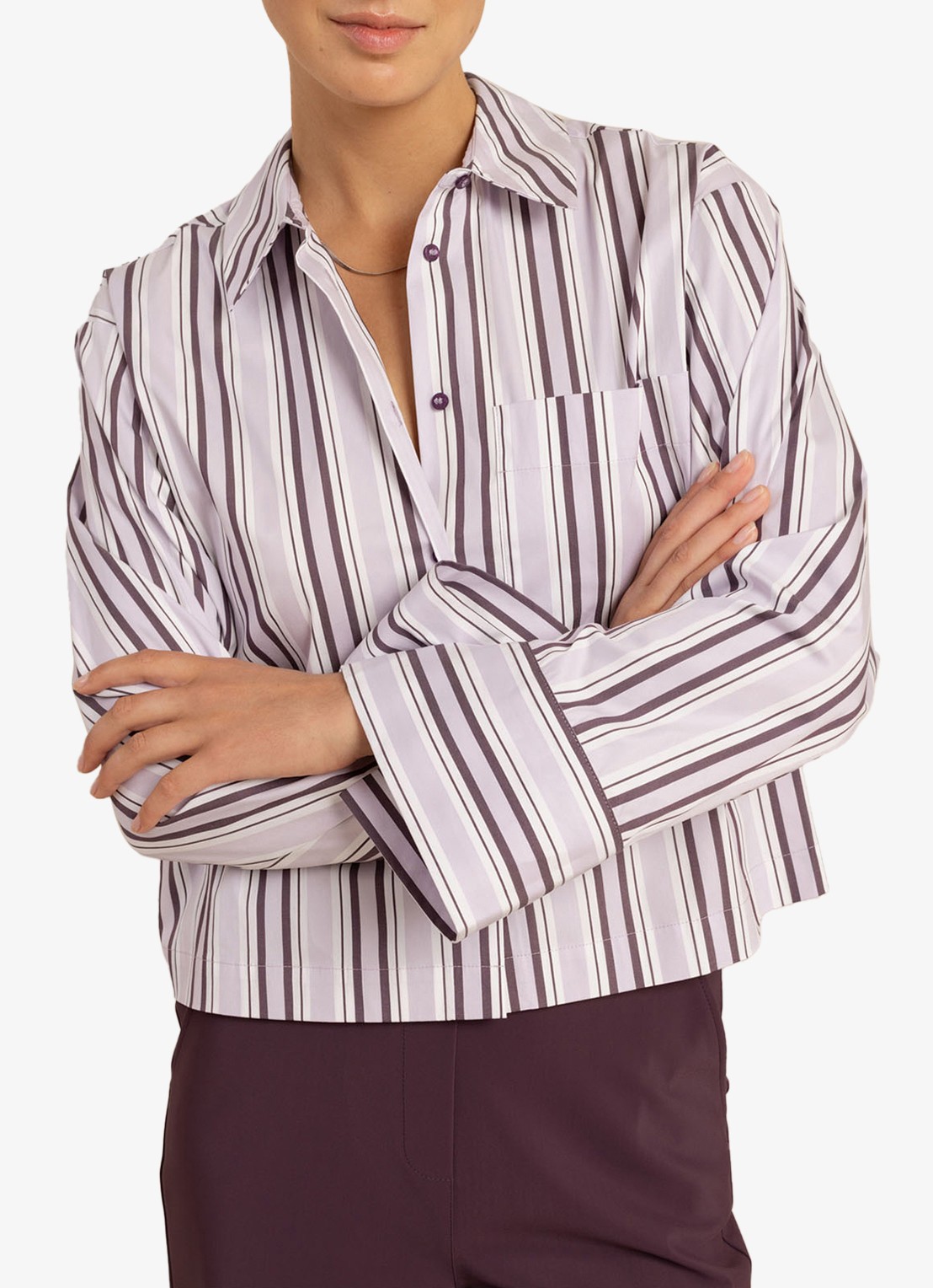 Studio Anneloes Erina stripe blouse - detail paars