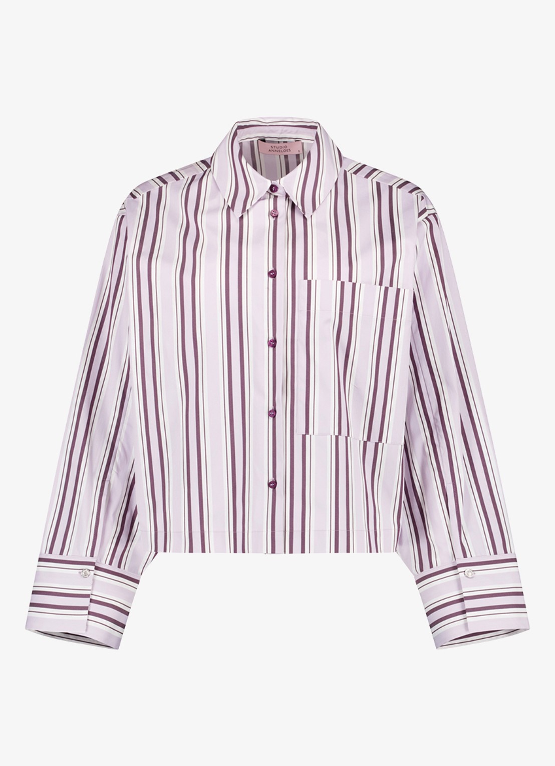 Studio Anneloes Erina stripe blouse - voorkant 4 paars