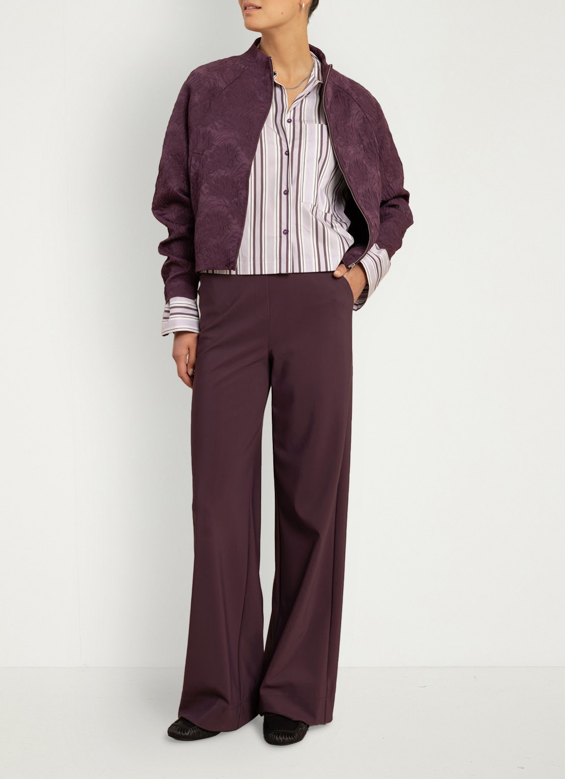 Studio Anneloes Erina stripe blouse - voorkant 5 paars