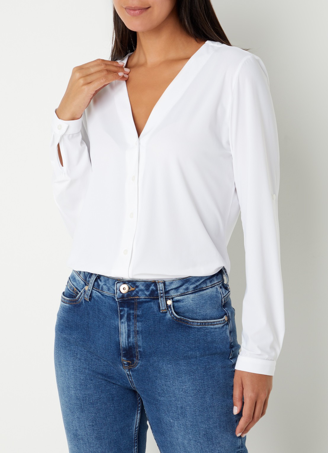 Studio Anneloes Evi blouse van travelstof - detail wit
