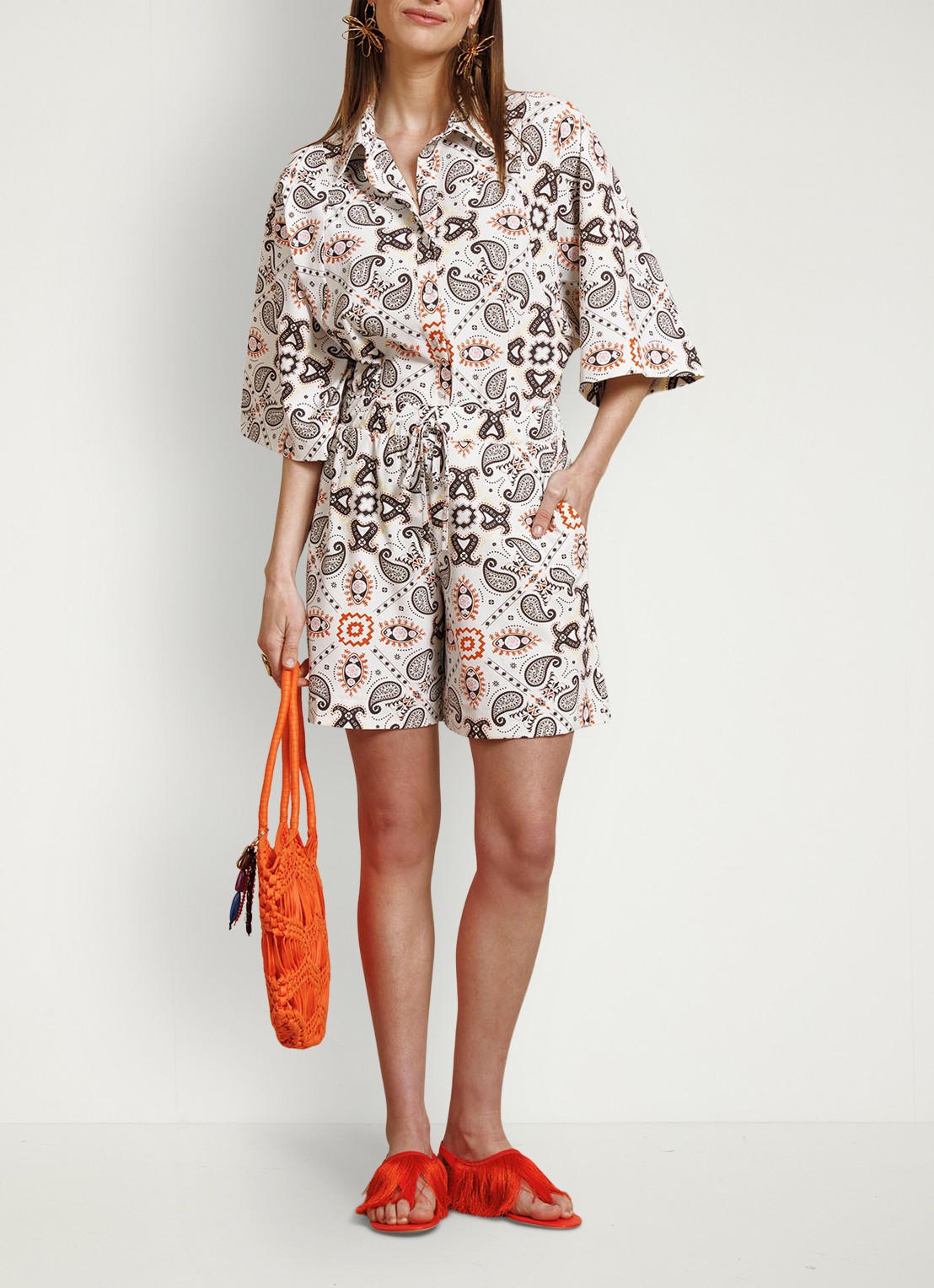 Studio Anneloes Fabienne blouse met paisley print - voorkant 2 creme