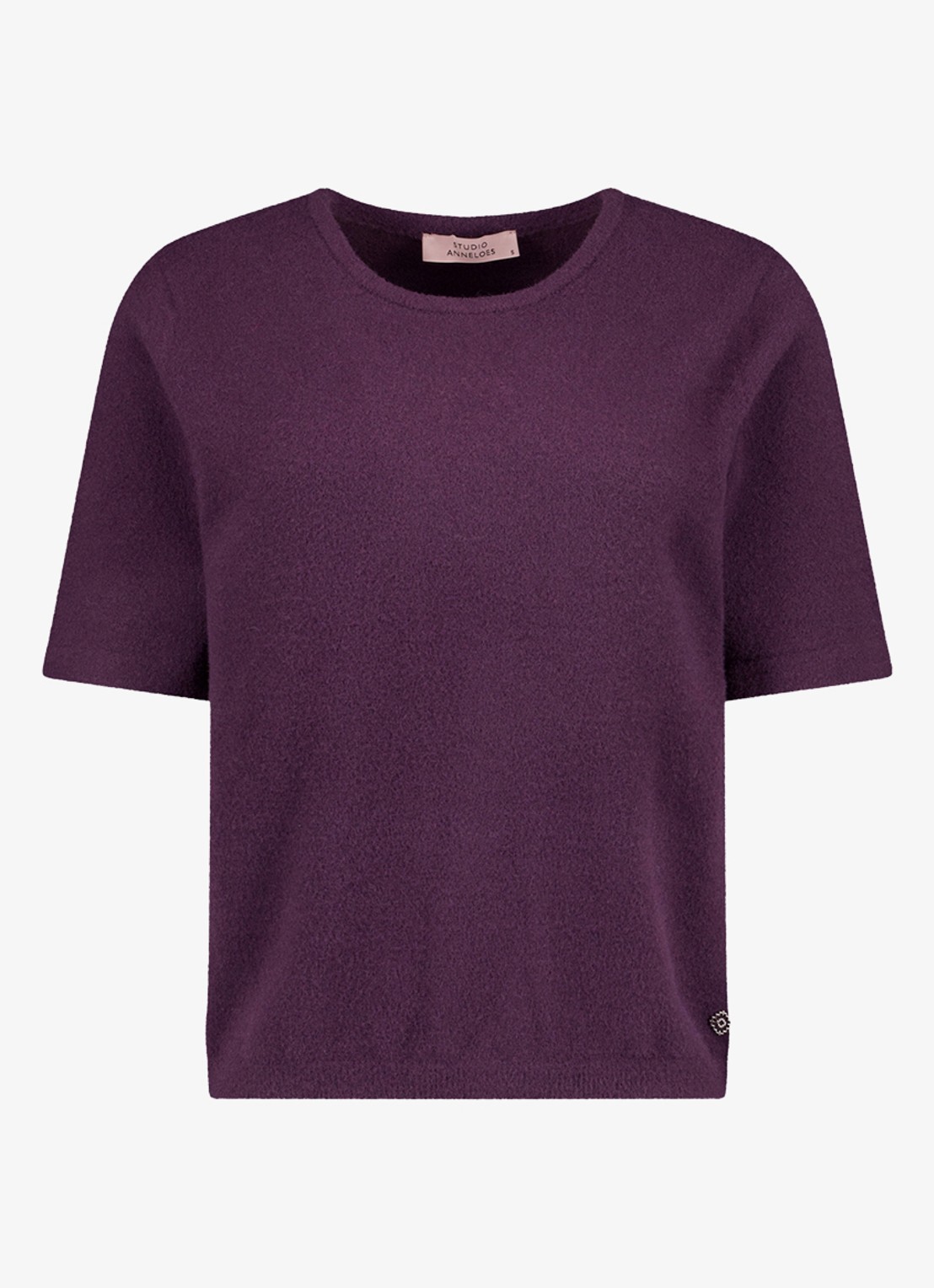 Studio Anneloes Felica fijngebreide pullover met ronde hals - voorkant 4 paars