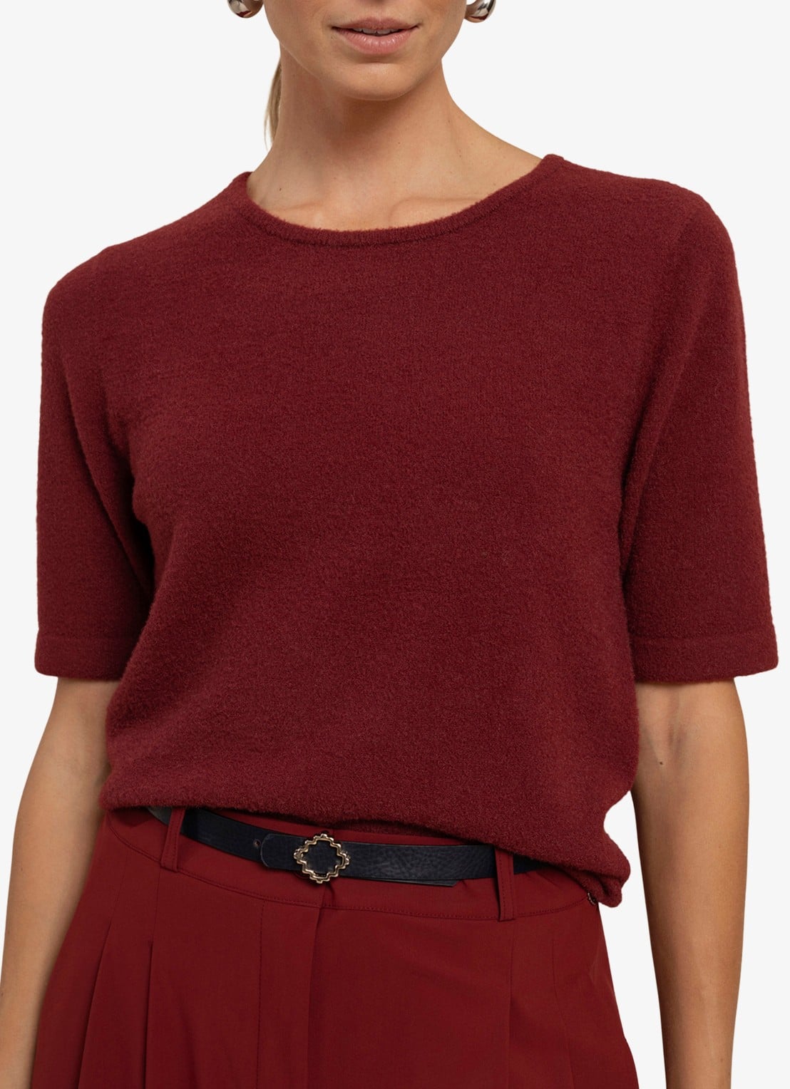Studio Anneloes Felica fijngebreide pullover - detail 2 bordeauxrood
