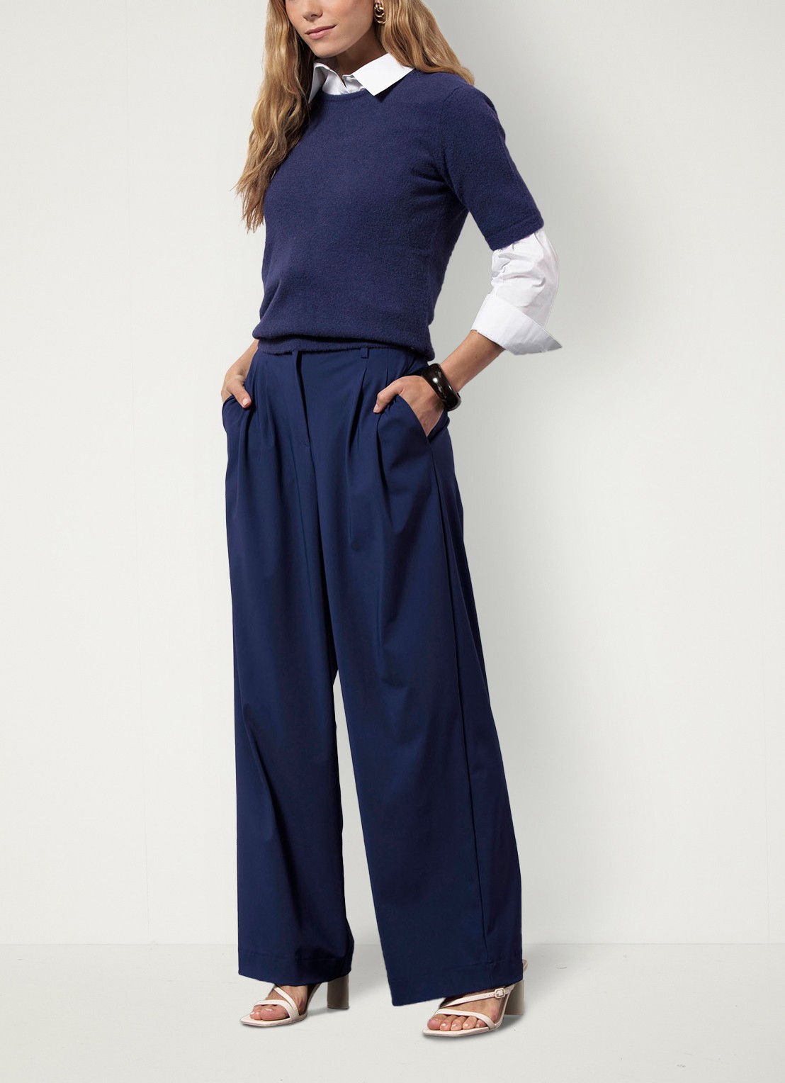 Studio Anneloes Felica top met ronde hals - voorkant 2 donkerblauw