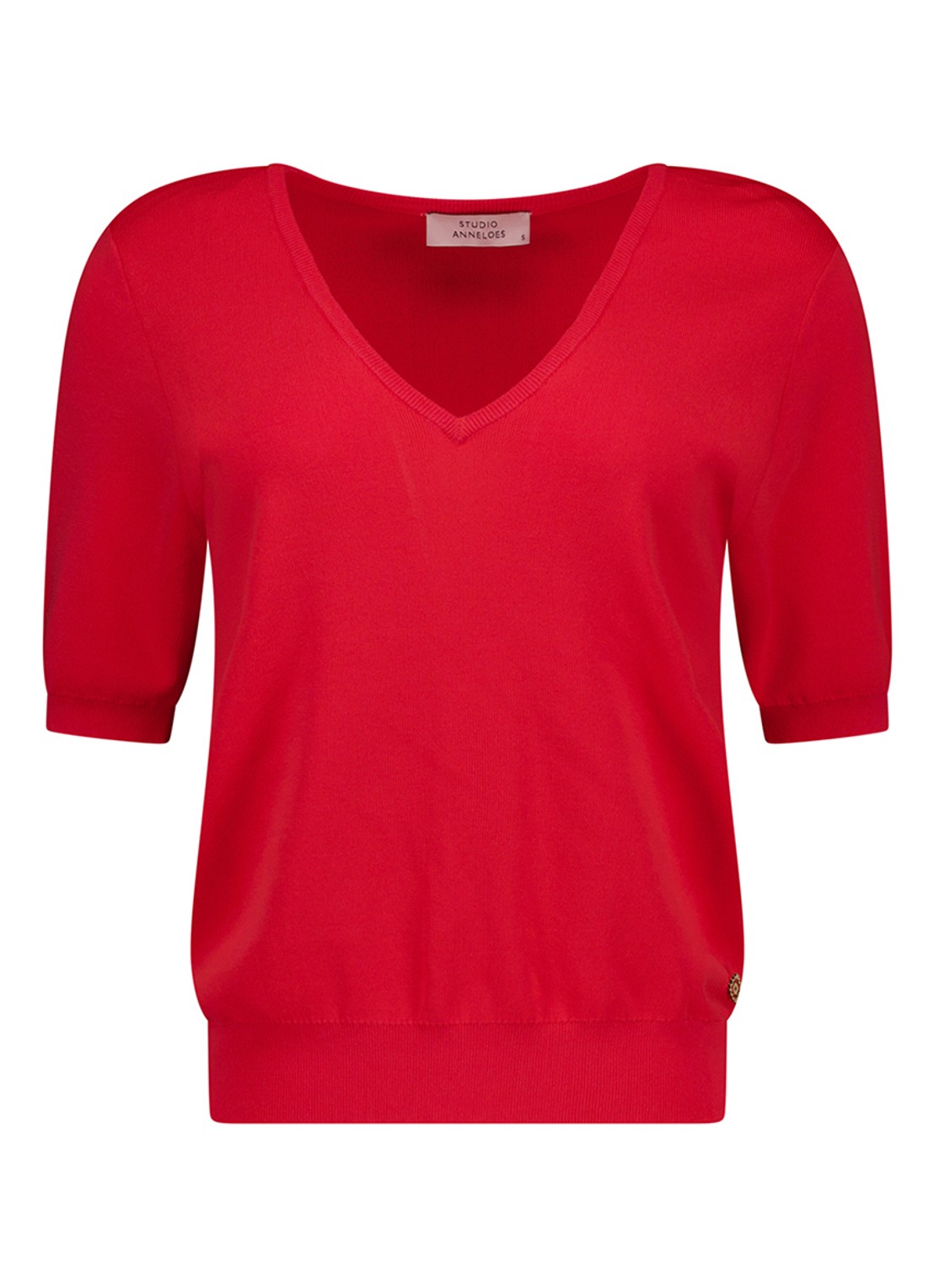 Studio Anneloes Fijngebreide top met V-hals - voorkant rood