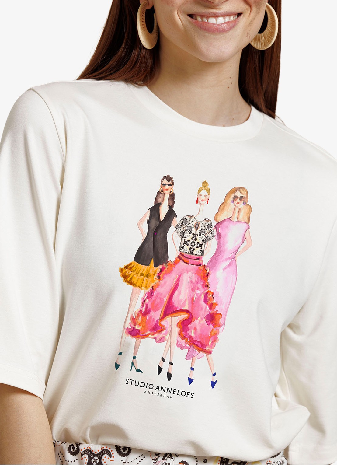 Studio Anneloes Fiore Anniversary T-shirt met print - detail 4 beige