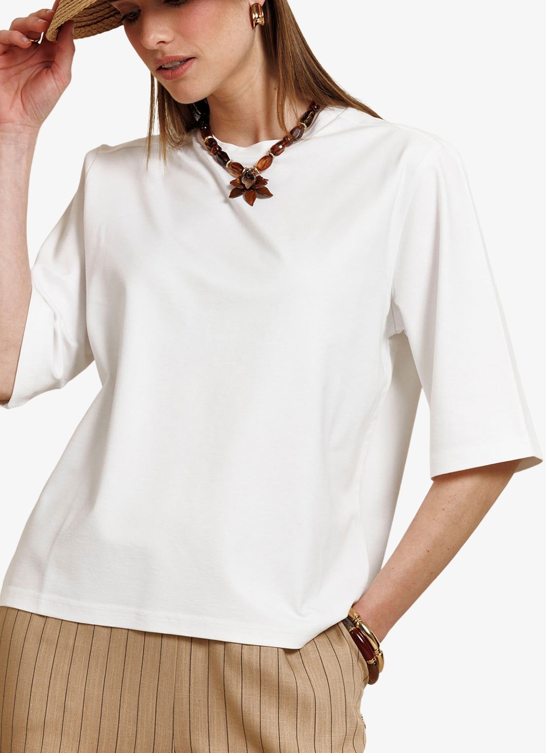 Studio Anneloes Fiore T-shirt met stretch - detail wit