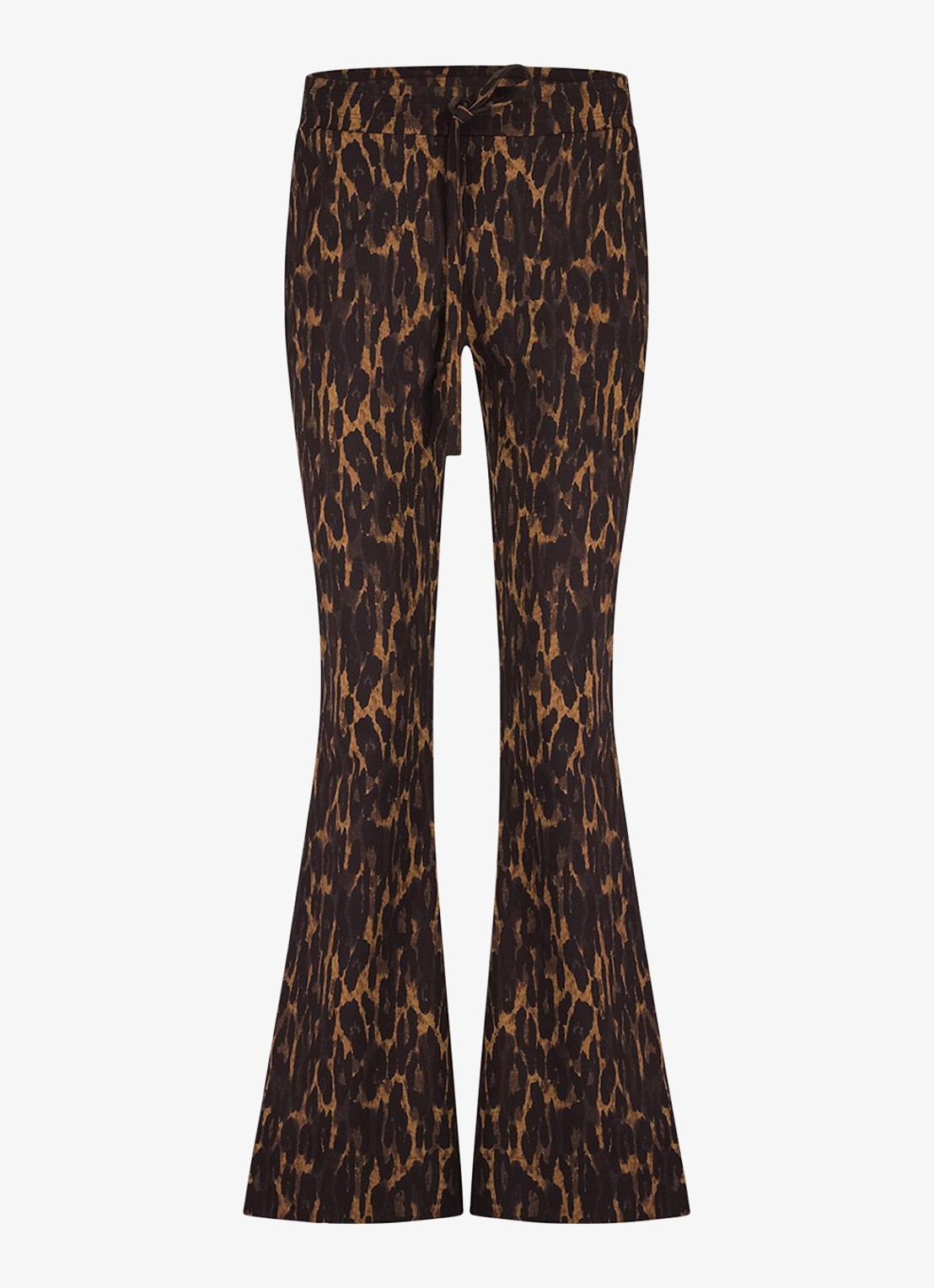 Studio Anneloes Flair mid waist flared fit broek met dierenprint - voorkant 2 oranjebruin