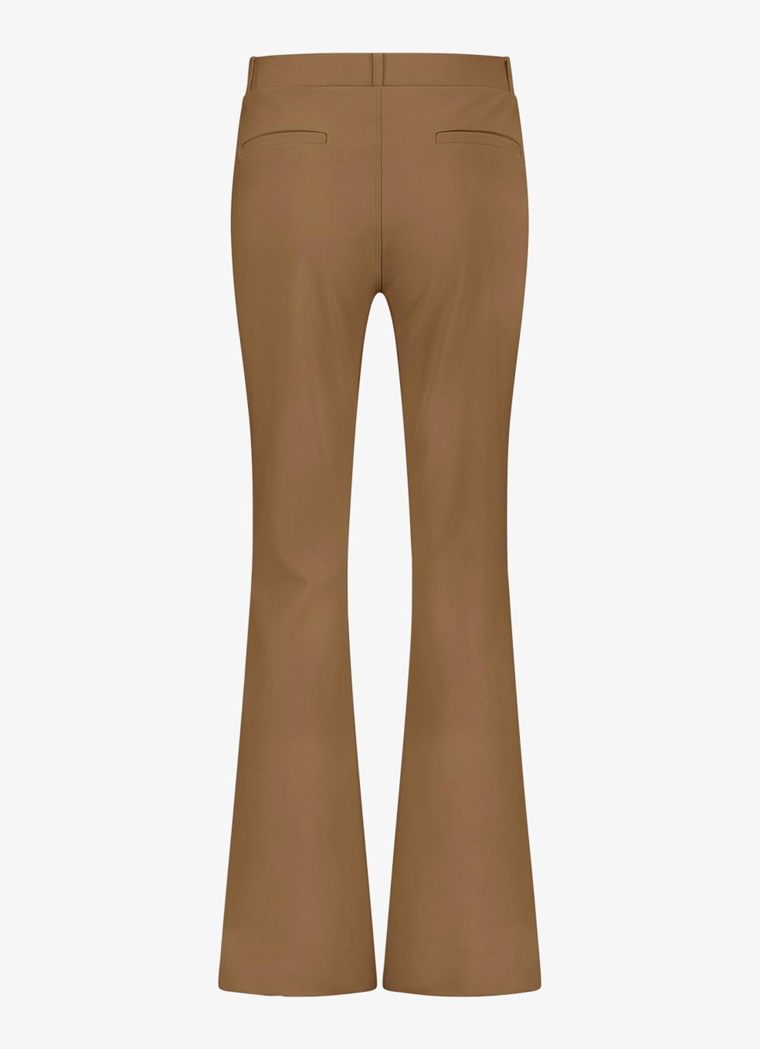 Studio Anneloes Flair mid waist flared fit pantalon van travelstof - achterkant okergeel