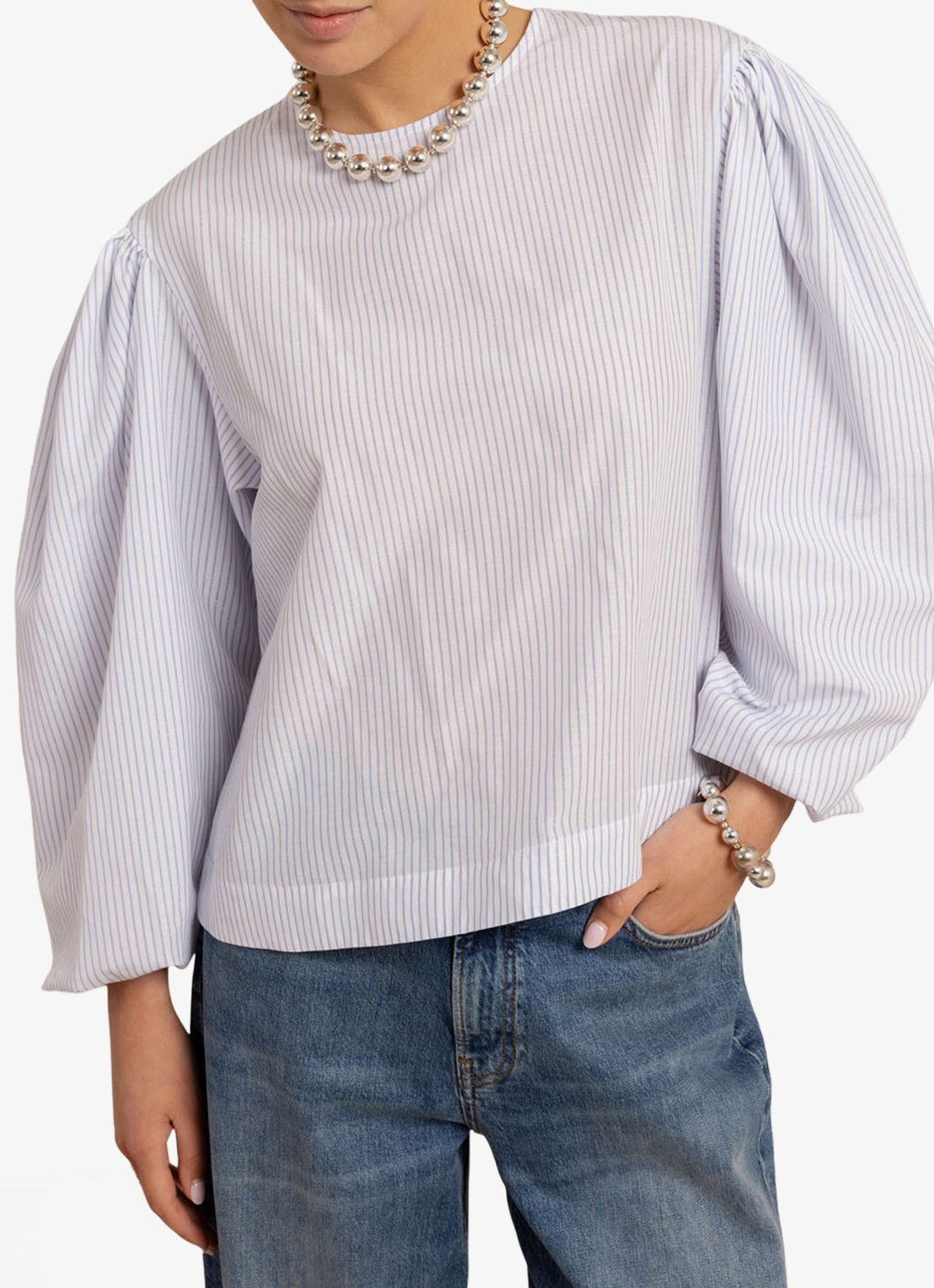 Studio Anneloes Florence top met ballon mouw - detail 4 blauw
