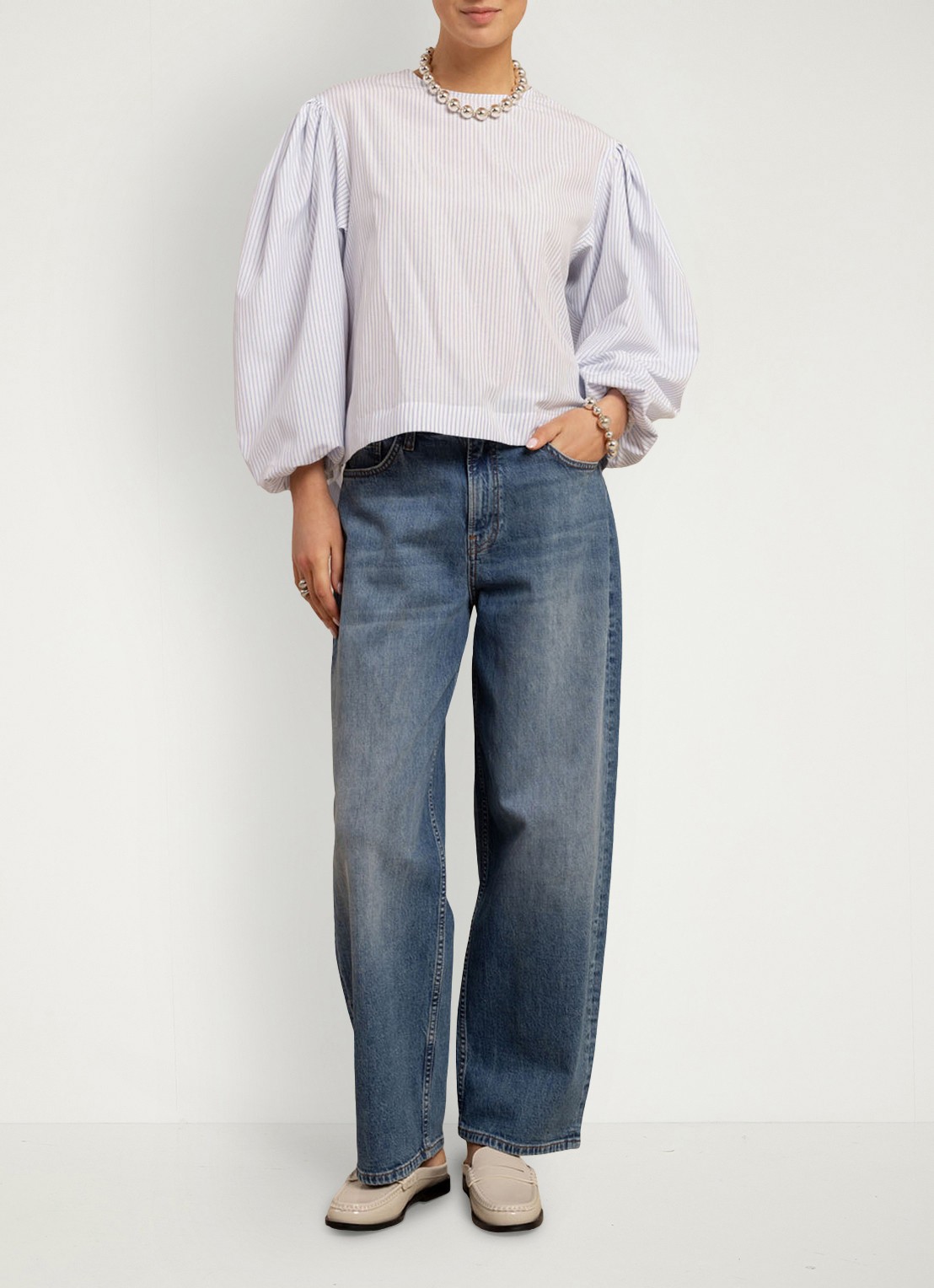 Studio Anneloes Florence top met ballon mouw - voorkant 3 blauw