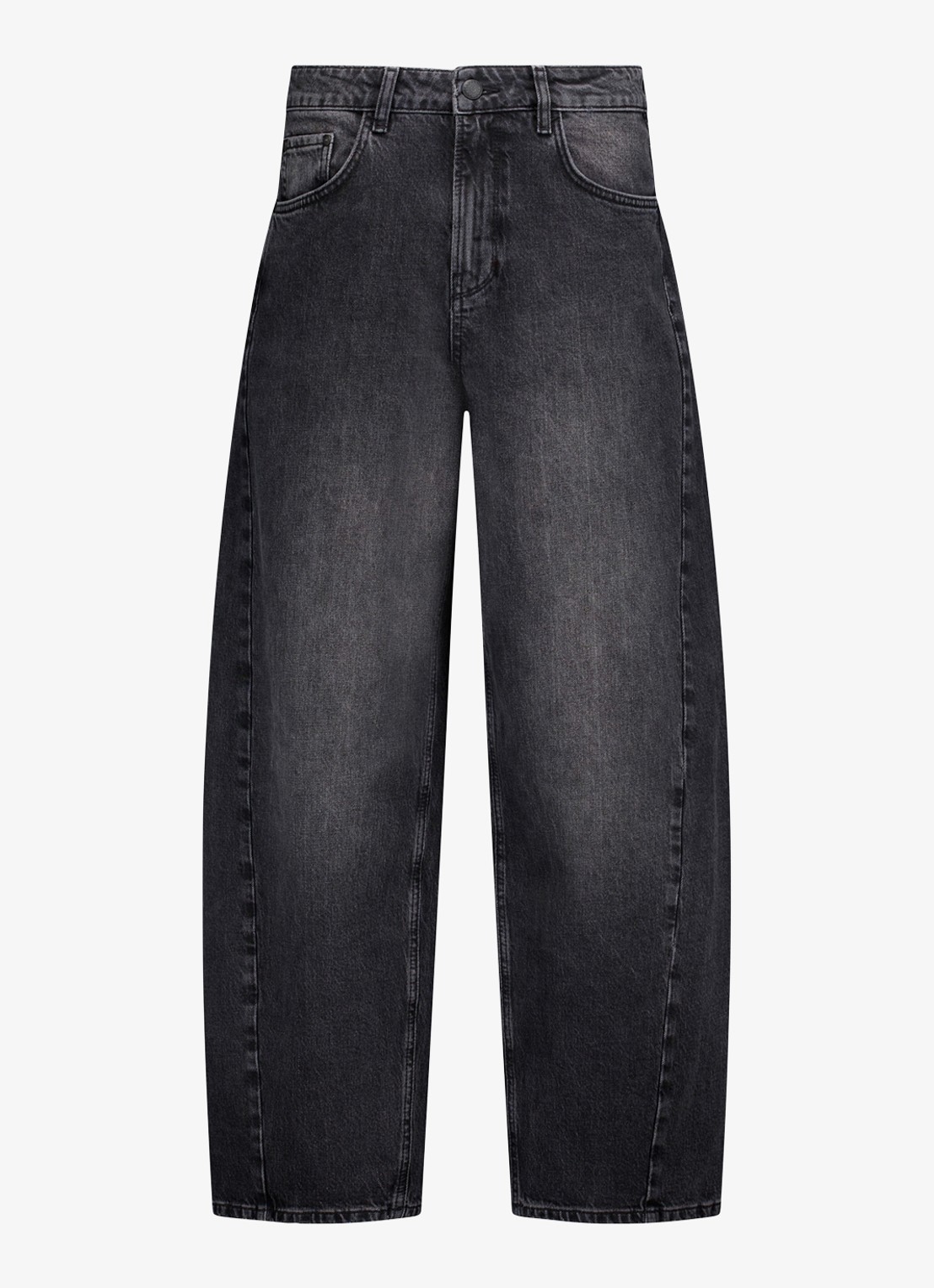 Studio Anneloes Frenkie high waist wide fit jeans met gekleurde wassing - voorkant 3 antraciet