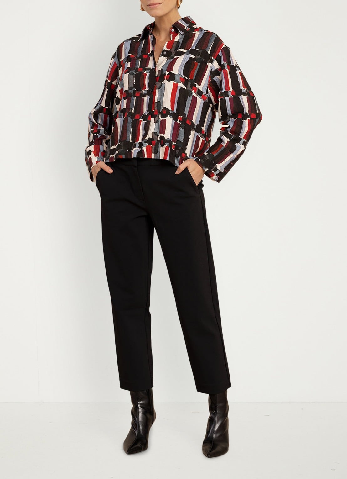 Studio Anneloes Gabby blouse met grafische print - voorkant 4 multicolor