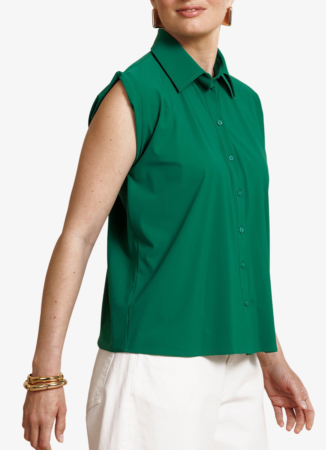 Studio Anneloes Georgie mouwloze blouse - detail groen