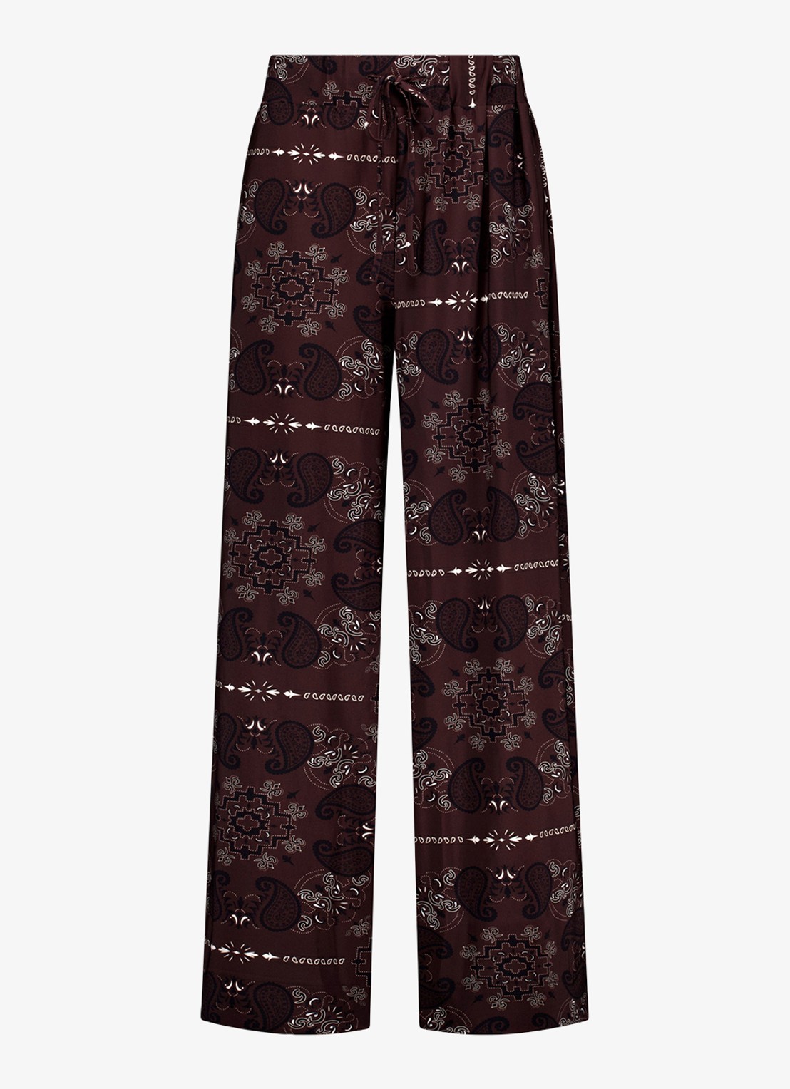 Studio Anneloes Grace mid waist straight fit broek met paisley print - voorkant 3 bruin