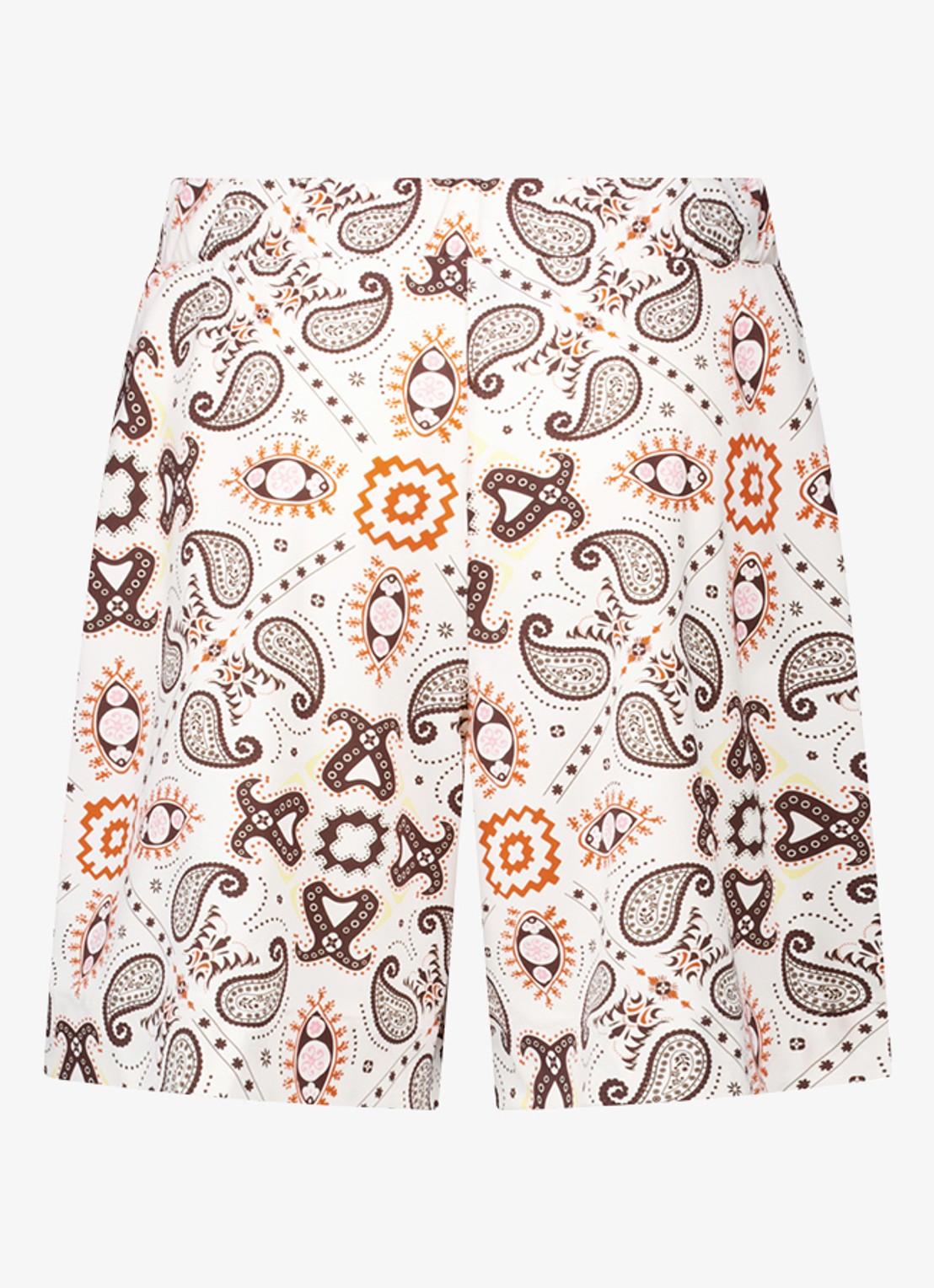 Studio Anneloes Grayden high waist wide fit korte broek met elastische band en print - achterkant creme