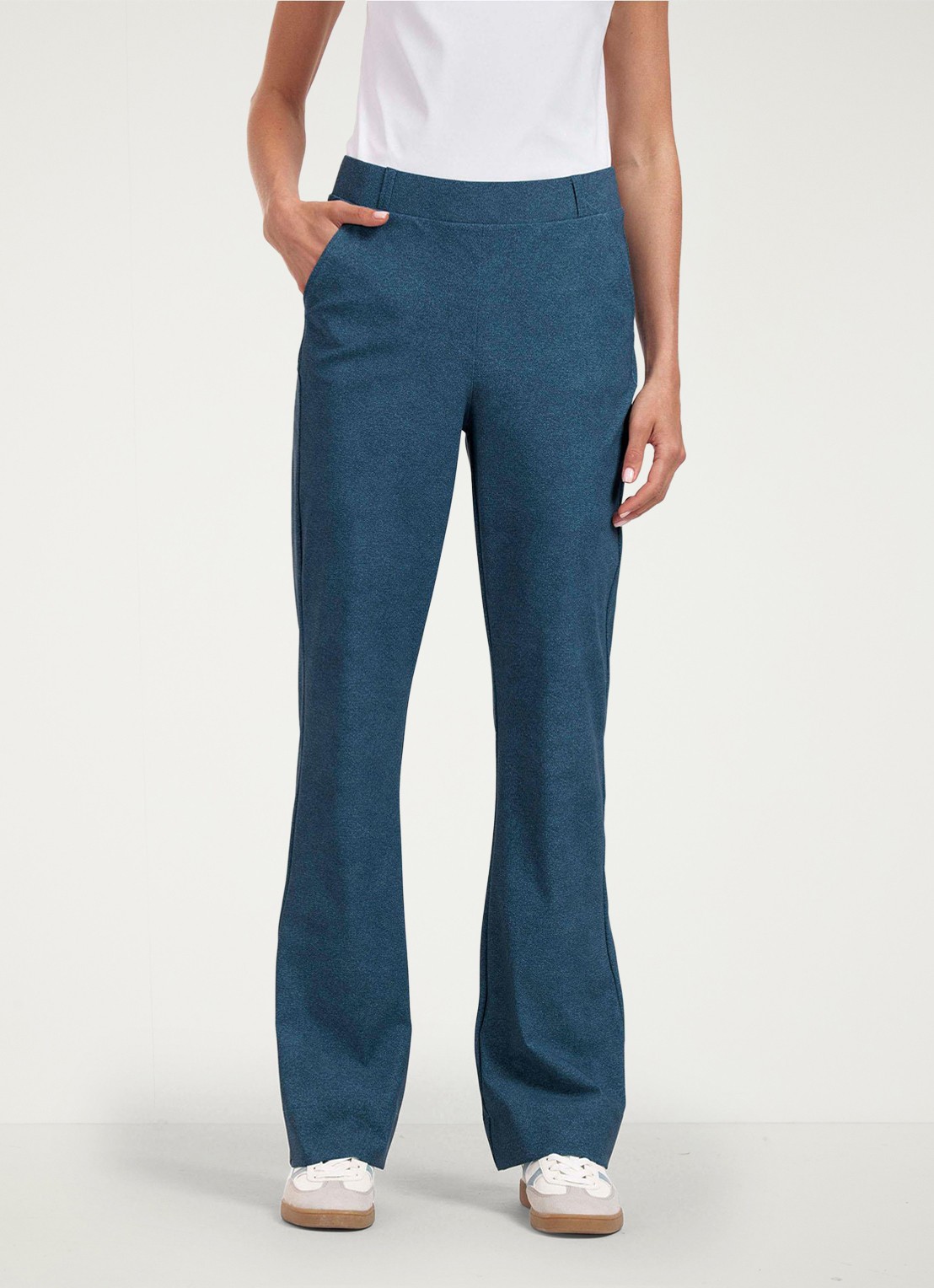 Studio Anneloes High waist flared fit broek met gemêleerd dessin - detail 3 indigo