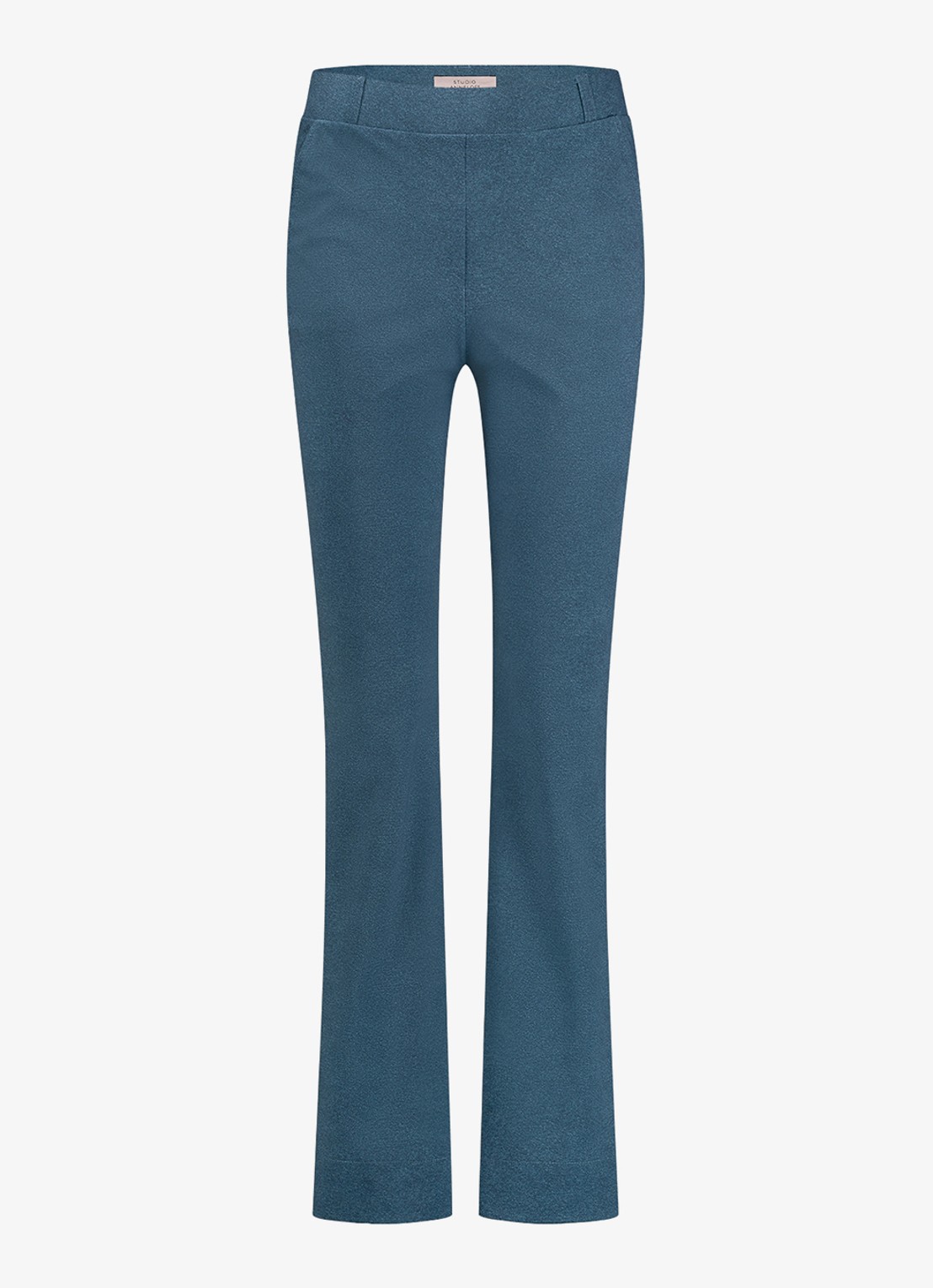 Studio Anneloes High waist flared fit broek met gemêleerd dessin - voorkant indigo
