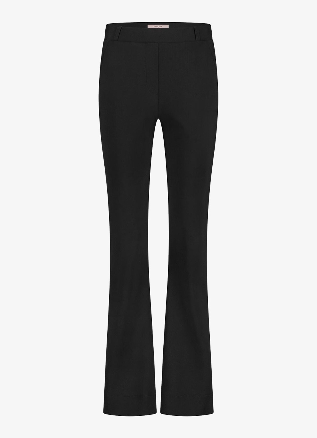 Studio Anneloes High waist flared fit broek met steekzakken - voorkant zwart
