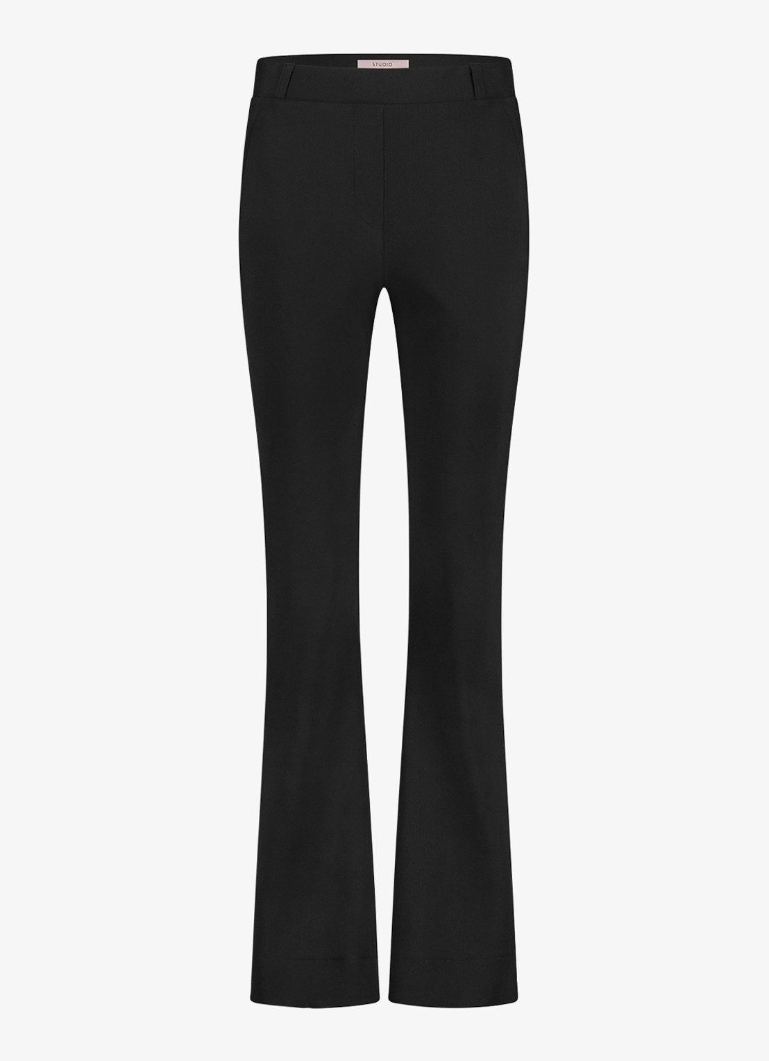 Studio Anneloes High waist flared fit pantalon met paspelzakken - voorkant 4 zwart