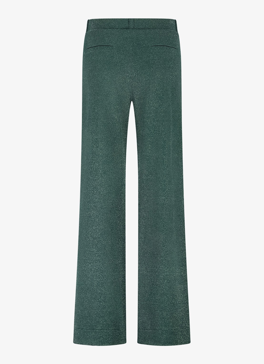 Studio Anneloes High waist wide fit pantalon met lurex en steekzakken - achterkant donkergroen