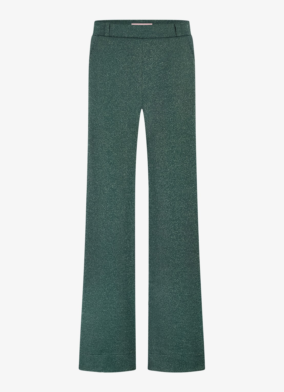 Studio Anneloes High waist wide fit pantalon met lurex en steekzakken - voorkant 4 donkergroen