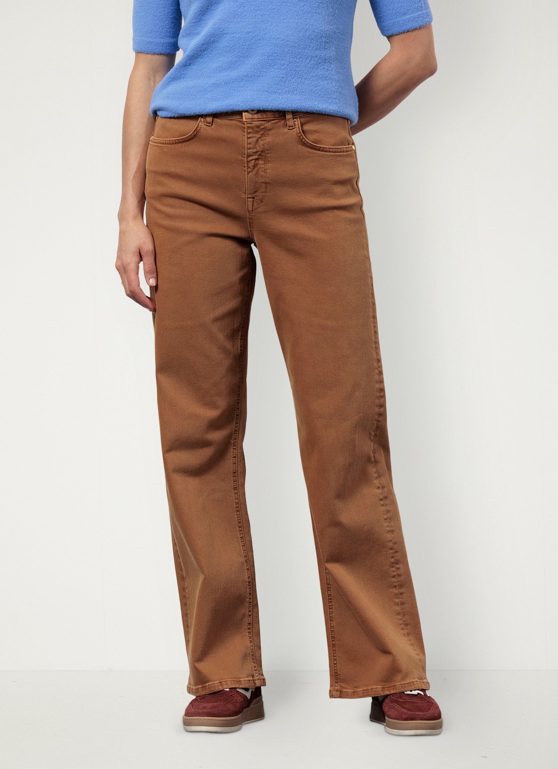 Studio Anneloes High waist wide leg jeans met steekzakken - detail 4 camel