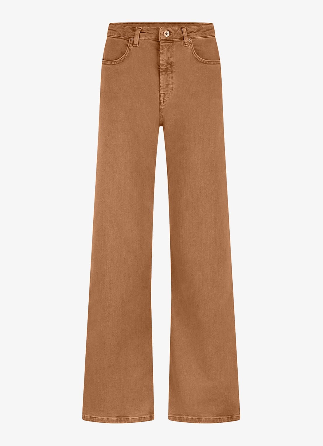 Studio Anneloes High waist wide leg jeans met steekzakken - voorkant 2 camel
