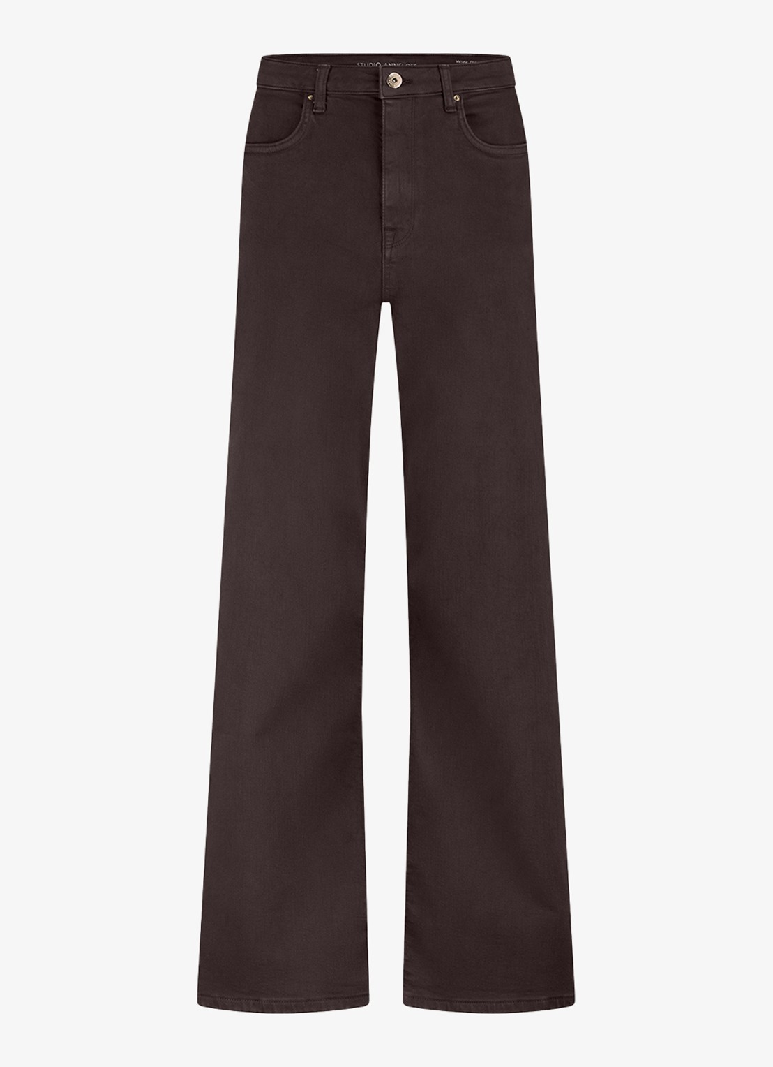 Studio Anneloes High waist wide leg jeans met steekzakken - voorkant bruin
