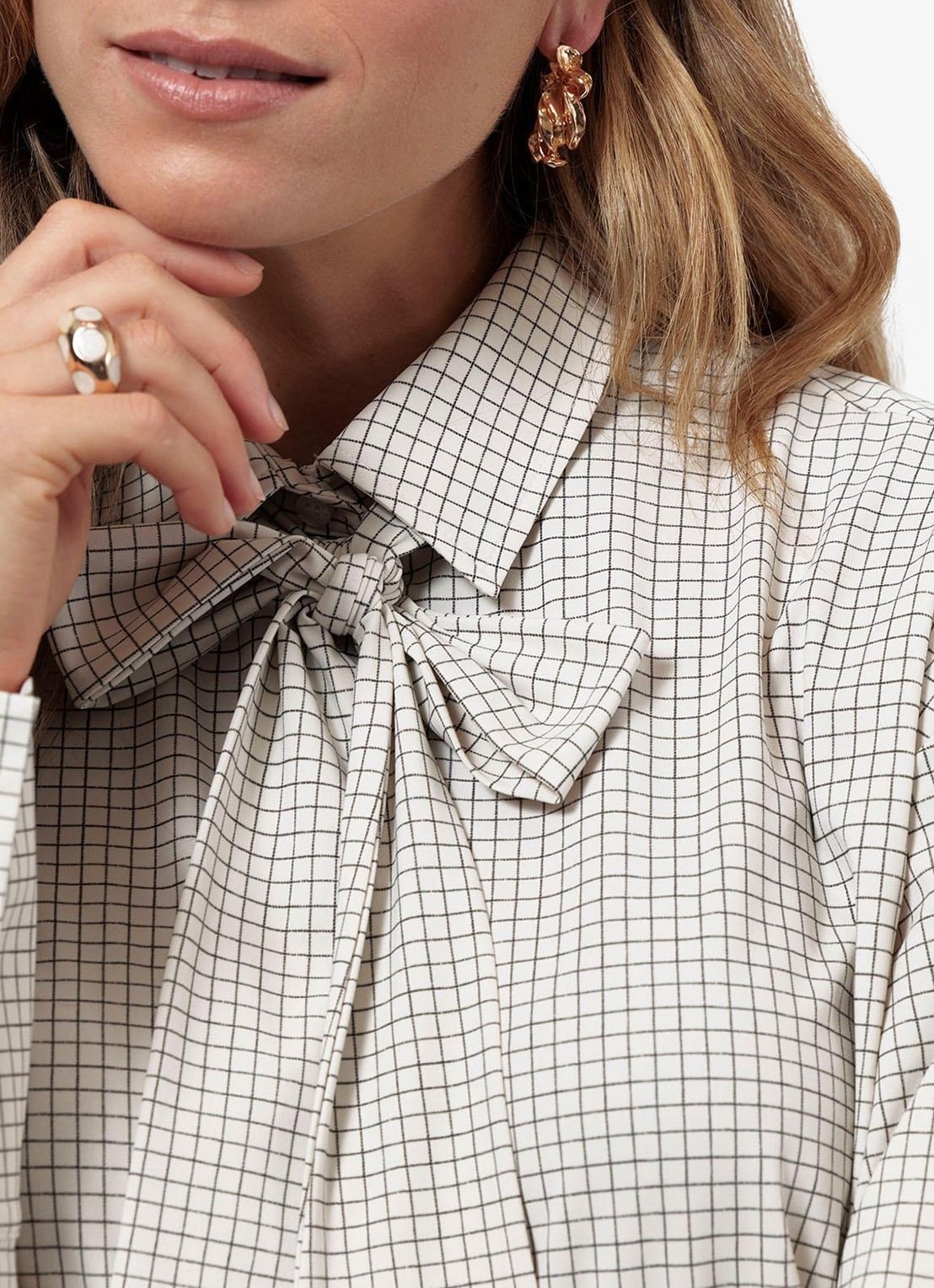 Studio Anneloes Hollis blouse met ruitdessin - detail 6 creme