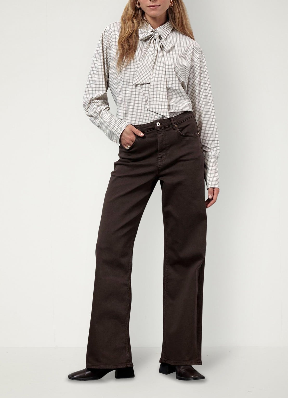 Studio Anneloes Hollis blouse met ruitdessin - voorkant 3 creme