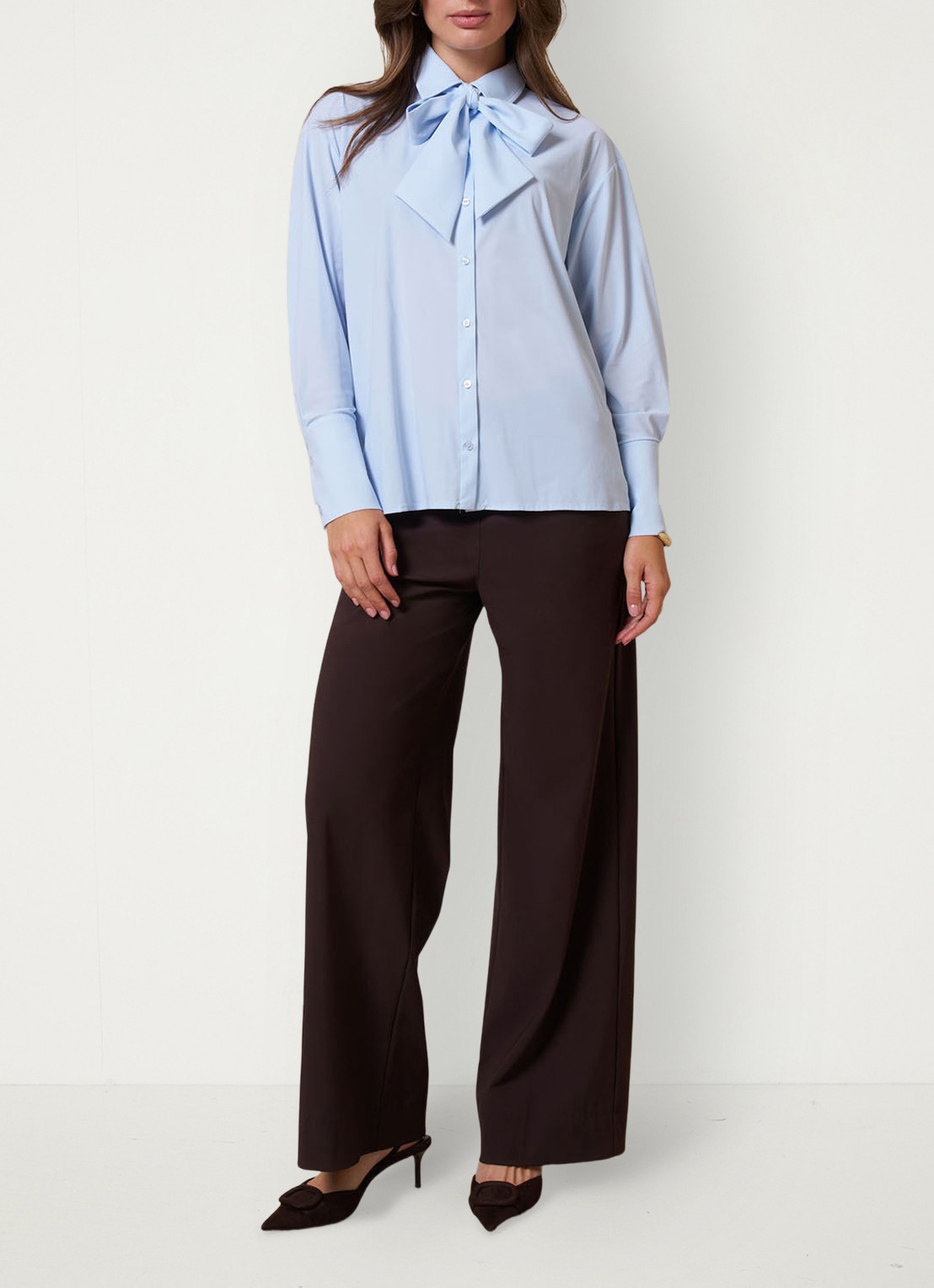 Studio Anneloes Hollis blouse met sjaalkraag - voorkant 3 blauw